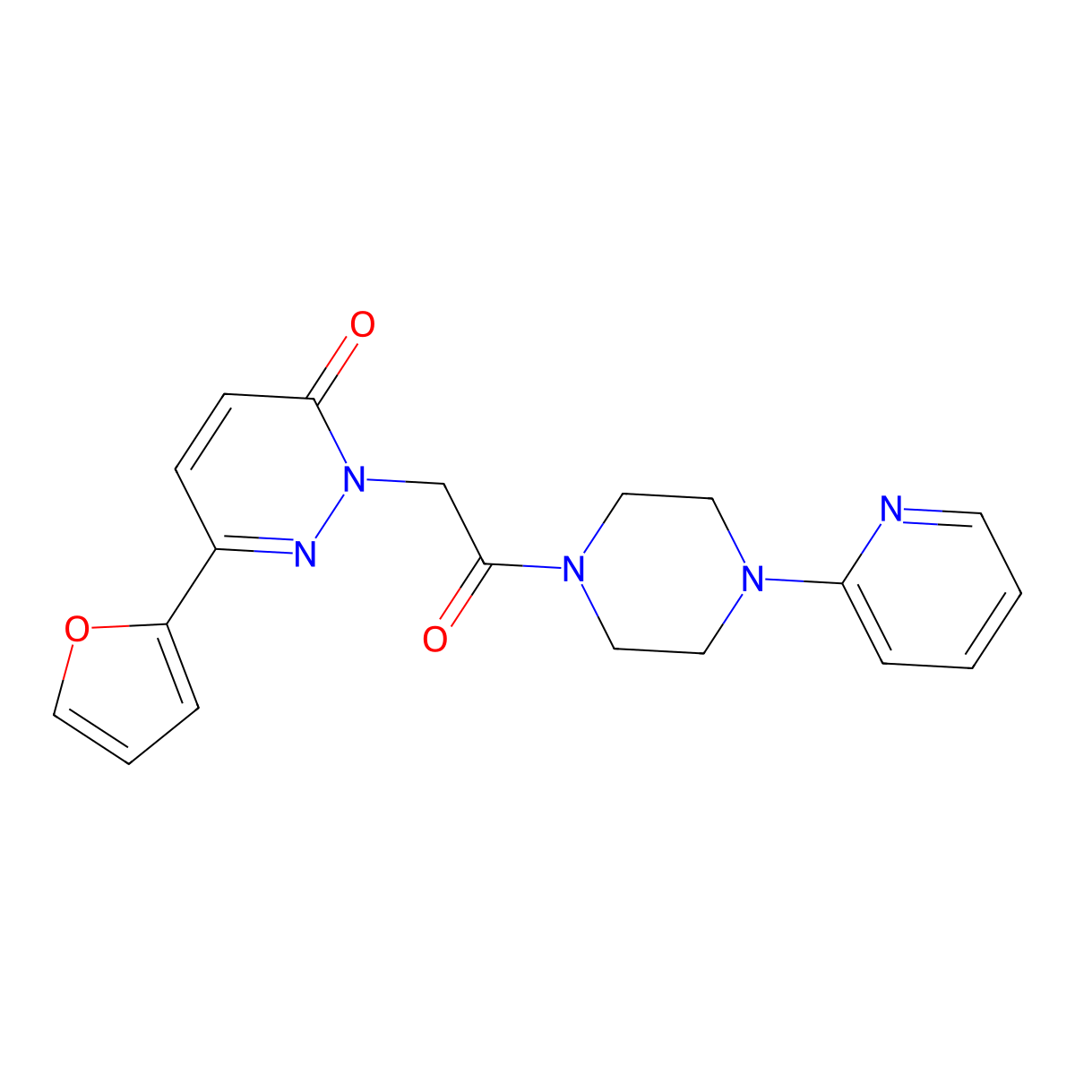 6-(2-furyl)-2-{2-oxo-2-[4-(2-pyridyl)piperazino]ethyl}-3(2H)-pyridazinone molecular structure, CAS 1282127-85-8