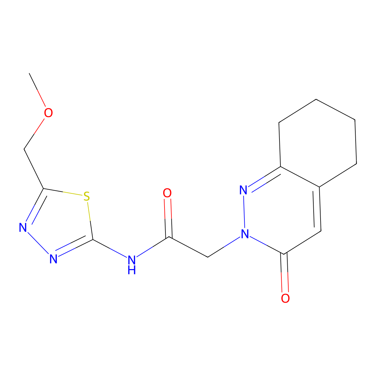 N-(5-(methoxymethyl)-1,3,4-thiadiazol-2-yl)-2-(3-oxo-5,6,7,8-tetrahydrocinnolin-2(3H)-yl)acetamide molecular structure, CAS 1282128-00-0