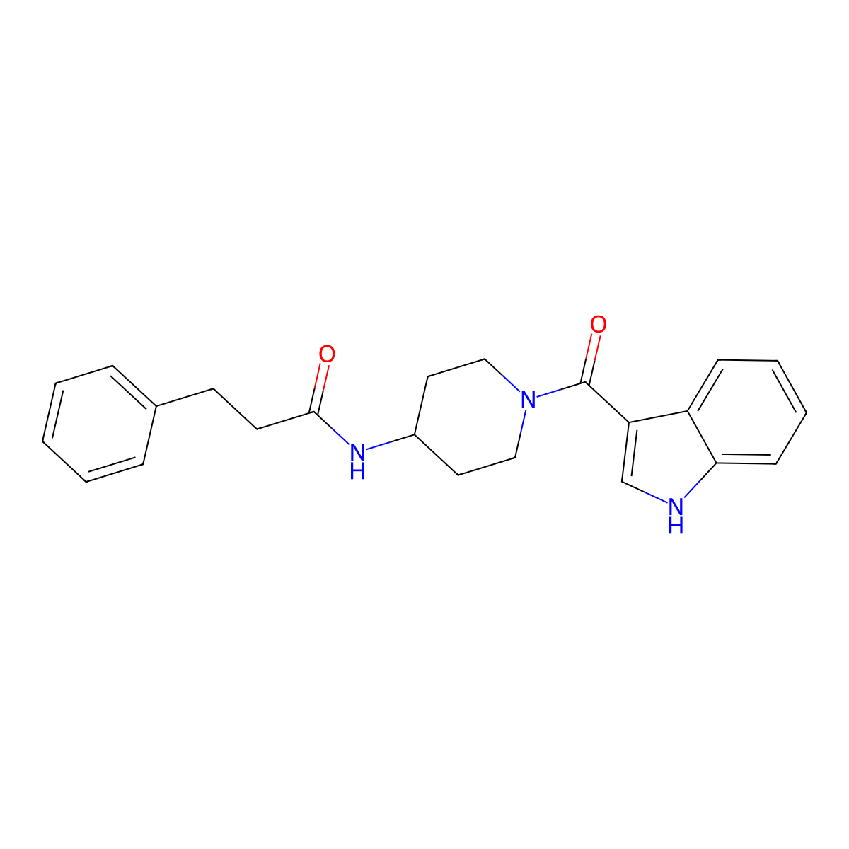 N-[1-(1H-indol-3-ylcarbonyl)piperidin-4-yl]-3-phenylpropanamide molecular structure, CAS 1282128-01-1