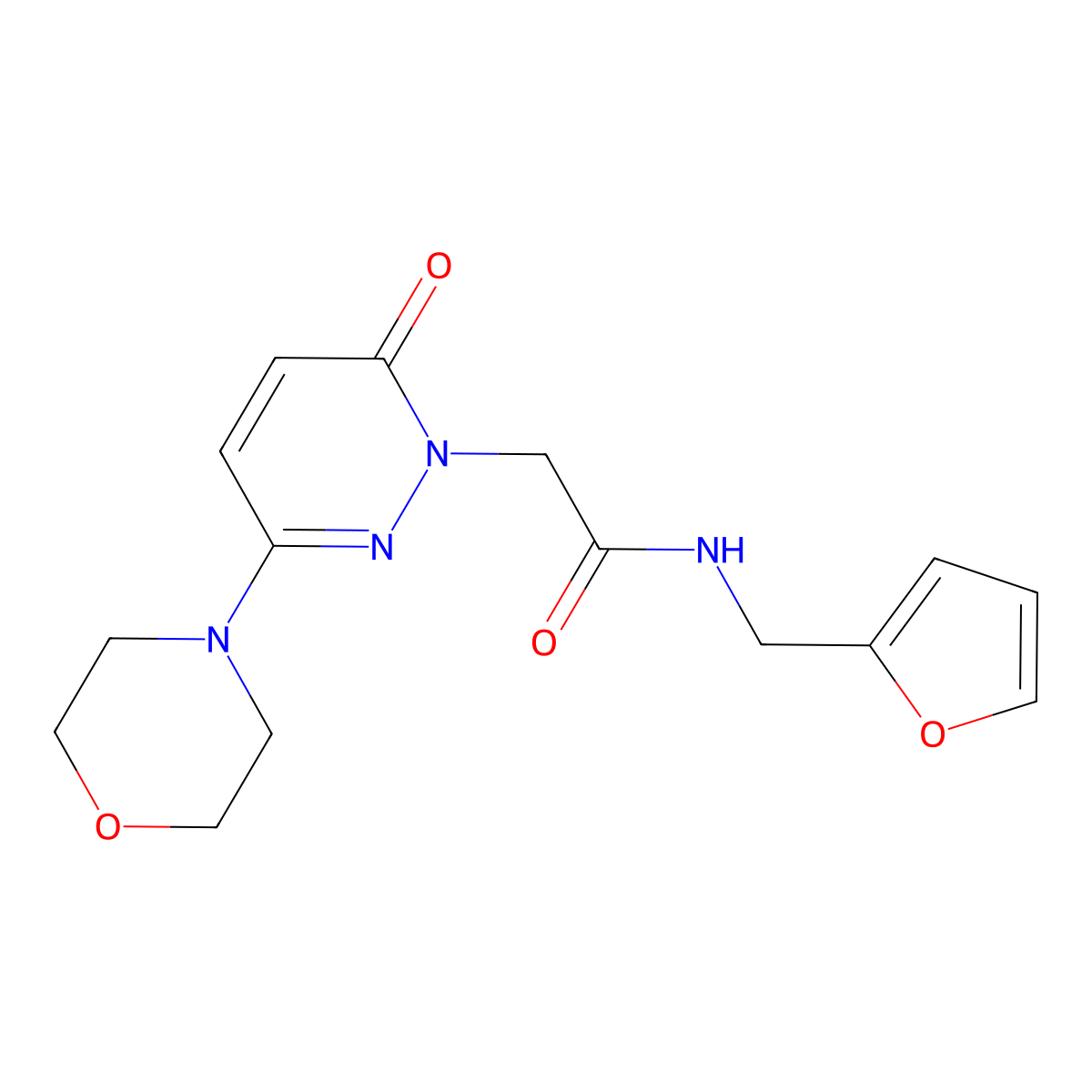 N-(furan-2-ylmethyl)-2-[3-(morpholin-4-yl)-6-oxopyridazin-1(6H)-yl]acetamide molecular structure, CAS 1282128-04-4