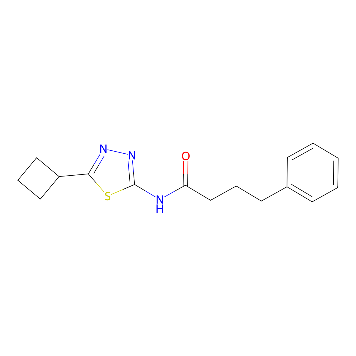 N-(5-cyclobutyl-1,3,4-thiadiazol-2-yl)-4-phenylbutanamide molecular structure, CAS 1282128-05-5