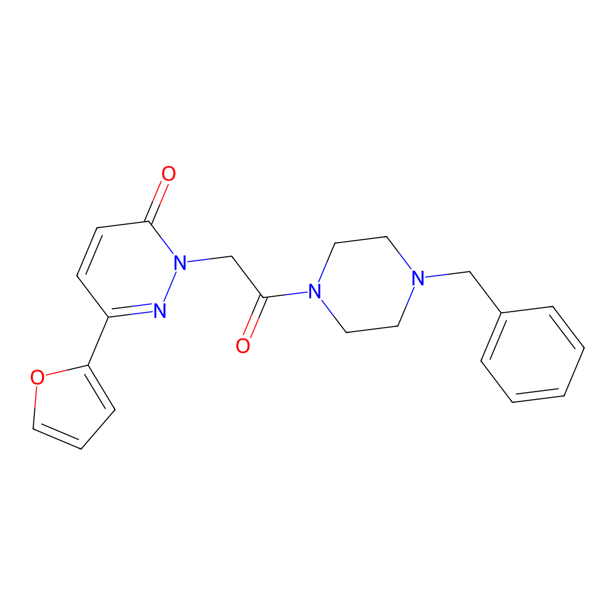 2-[2-(4-benzylpiperazino)-2-oxoethyl]-6-(2-furyl)-3(2H)-pyridazinone molecular structure, CAS 1282128-09-9