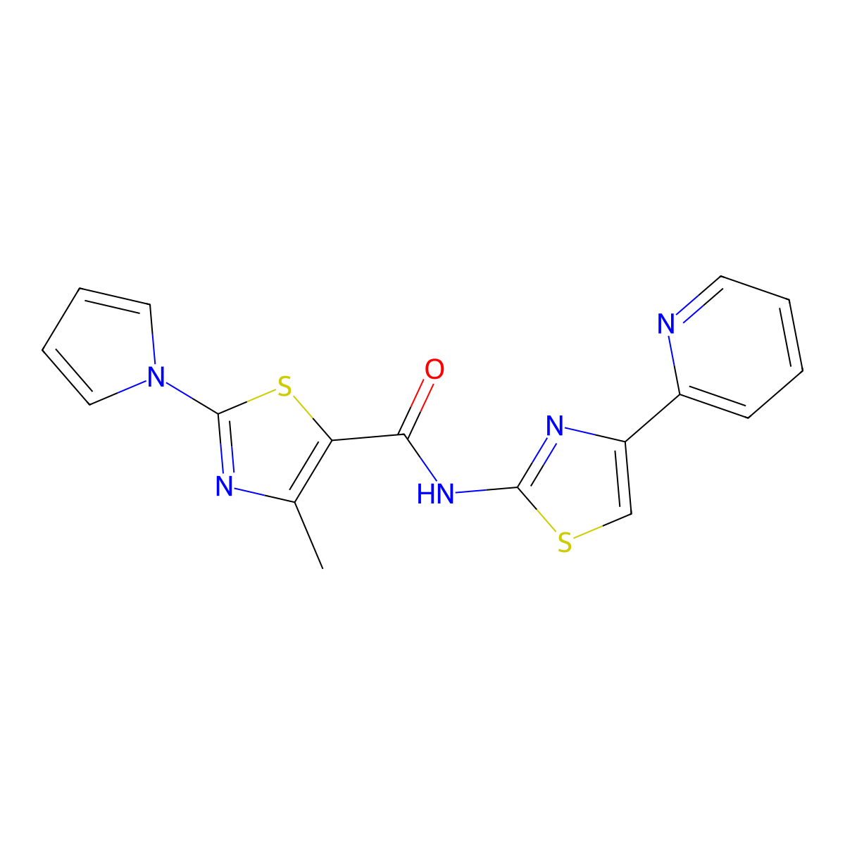 4-methyl-N-[(2Z)-4-(pyridin-2-yl)-1,3-thiazol-2(3H)-ylidene]-2-(1H-pyrrol-1-yl)-1,3-thiazole-5-carboxamide molecular structure, CAS 1282128-18-0
