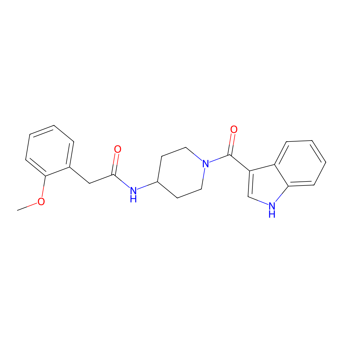 N-[1-(1H-indol-3-ylcarbonyl)piperidin-4-yl]-2-(2-methoxyphenyl)acetamide molecular structure, CAS 1282128-20-4