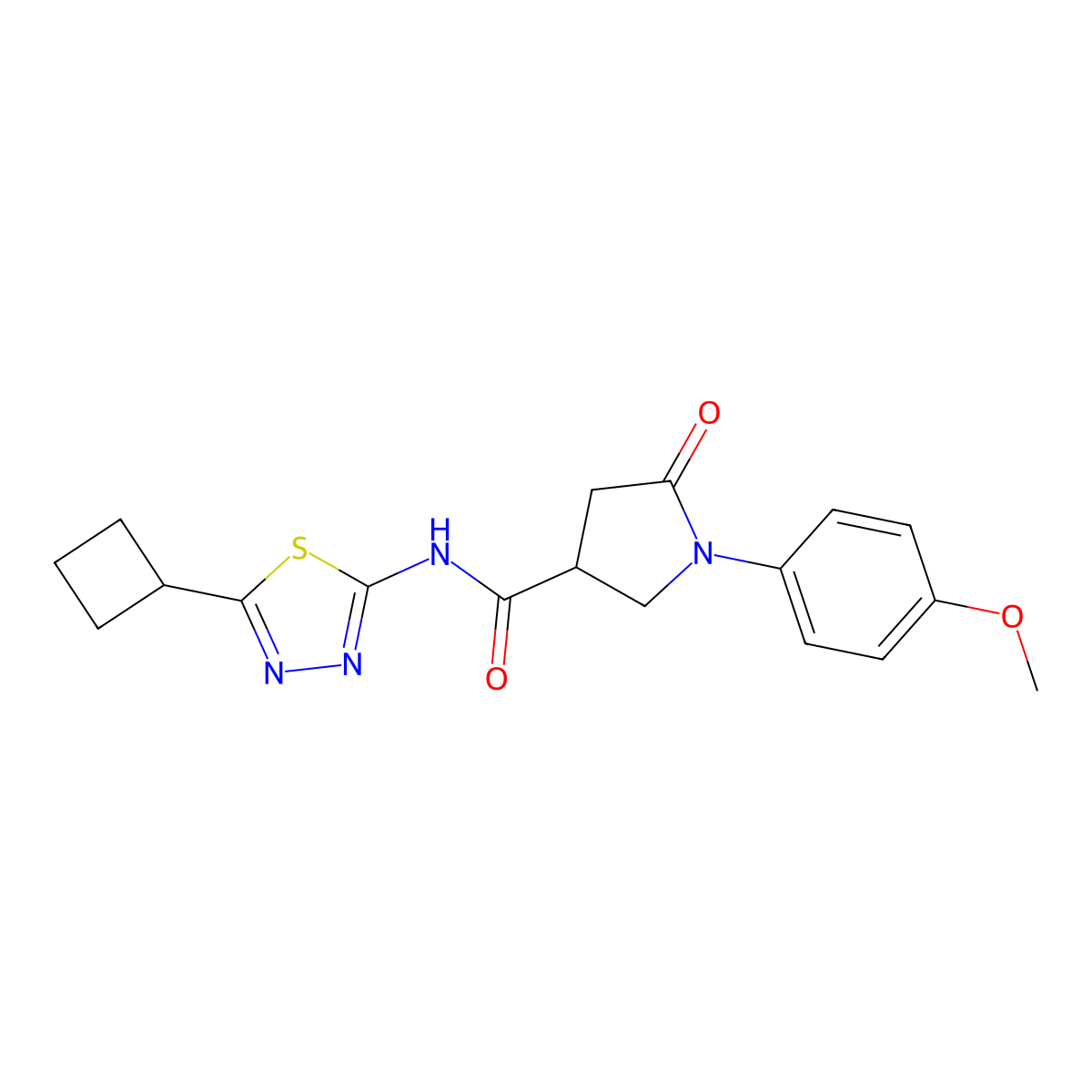 N-(5-cyclobutyl-1,3,4-thiadiazol-2-yl)-1-(4-methoxyphenyl)-5-oxopyrrolidine-3-carboxamide molecular structure, CAS 1282128-30-6