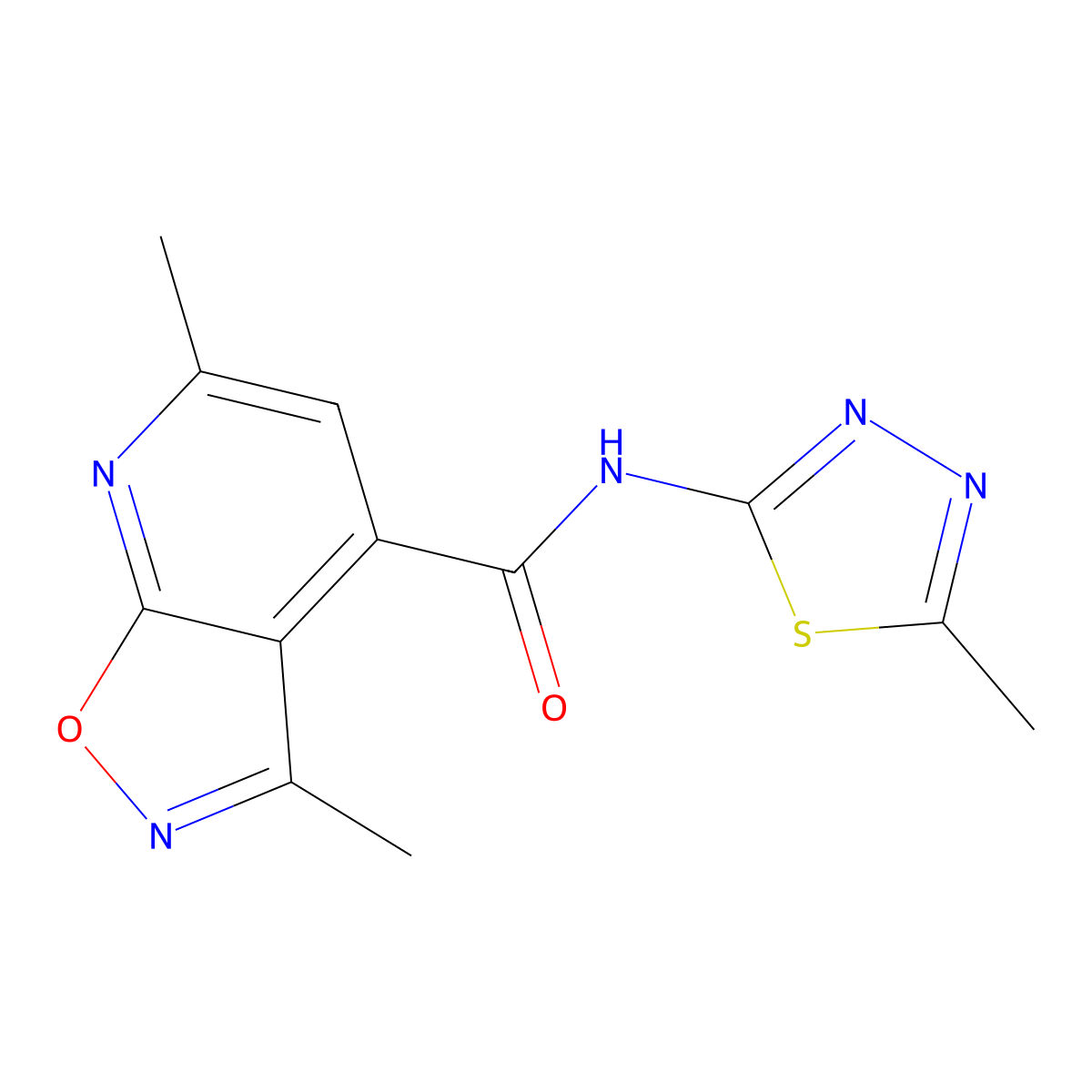 3,6-dimethyl-N-[(2E)-5-methyl-1,3,4-thiadiazol-2(3H)-ylidene][1,2]oxazolo[5,4-b]pyridine-4-carboxamide molecular structure, CAS 1282128-51-1