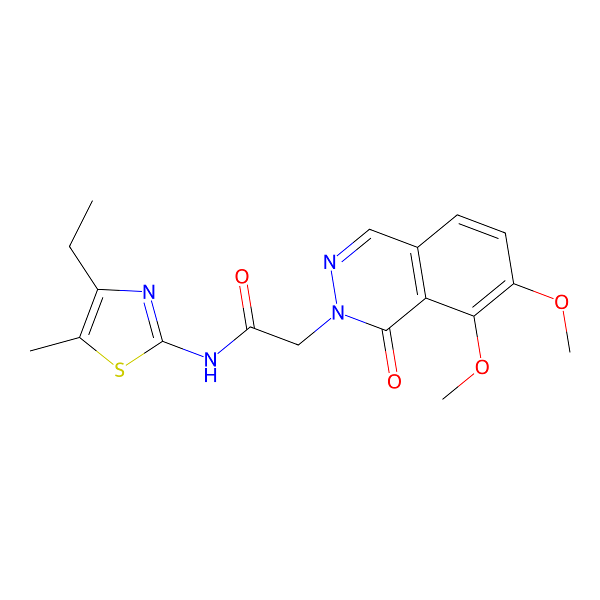 2-(7,8-dimethoxy-1-oxophthalazin-2(1H)-yl)-N-[(2E)-4-ethyl-5-methyl-1,3-thiazol-2(3H)-ylidene]acetamide molecular structure, CAS 1282128-52-2