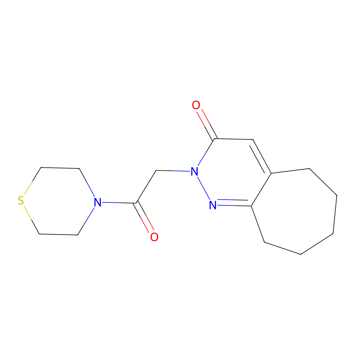 2-[2-oxo-2-(thiomorpholin-4-yl)ethyl]-2,5,6,7,8,9-hexahydro-3H-cyclohepta[c]pyridazin-3-one molecular structure, CAS 1282128-58-8