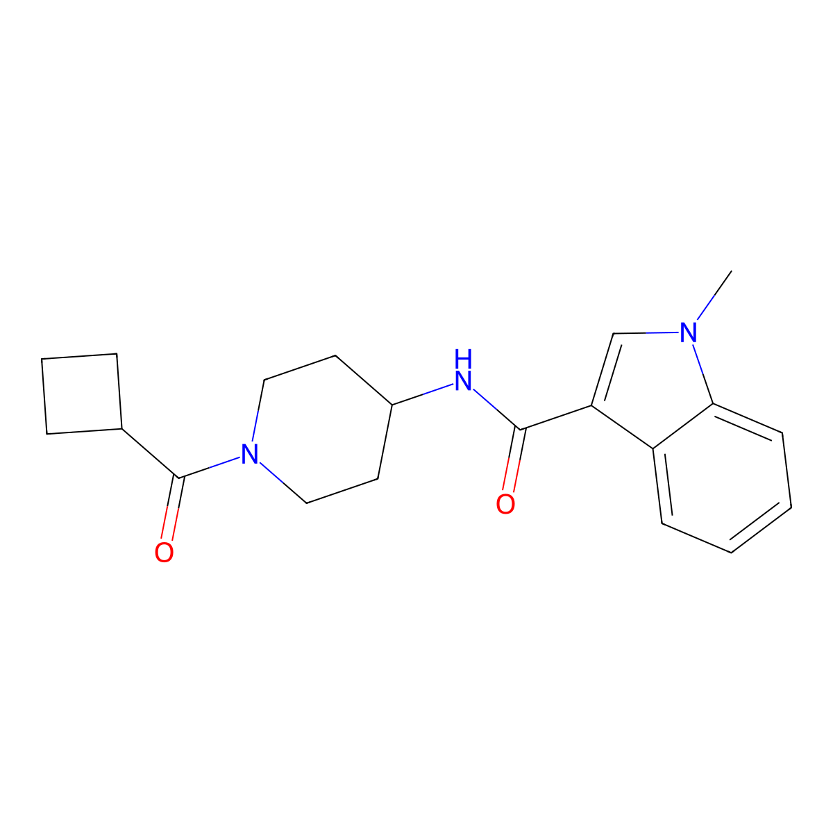N-[1-(cyclobutylcarbonyl)piperidin-4-yl]-1-methyl-1H-indole-3-carboxamide molecular structure, CAS 1282128-63-5
