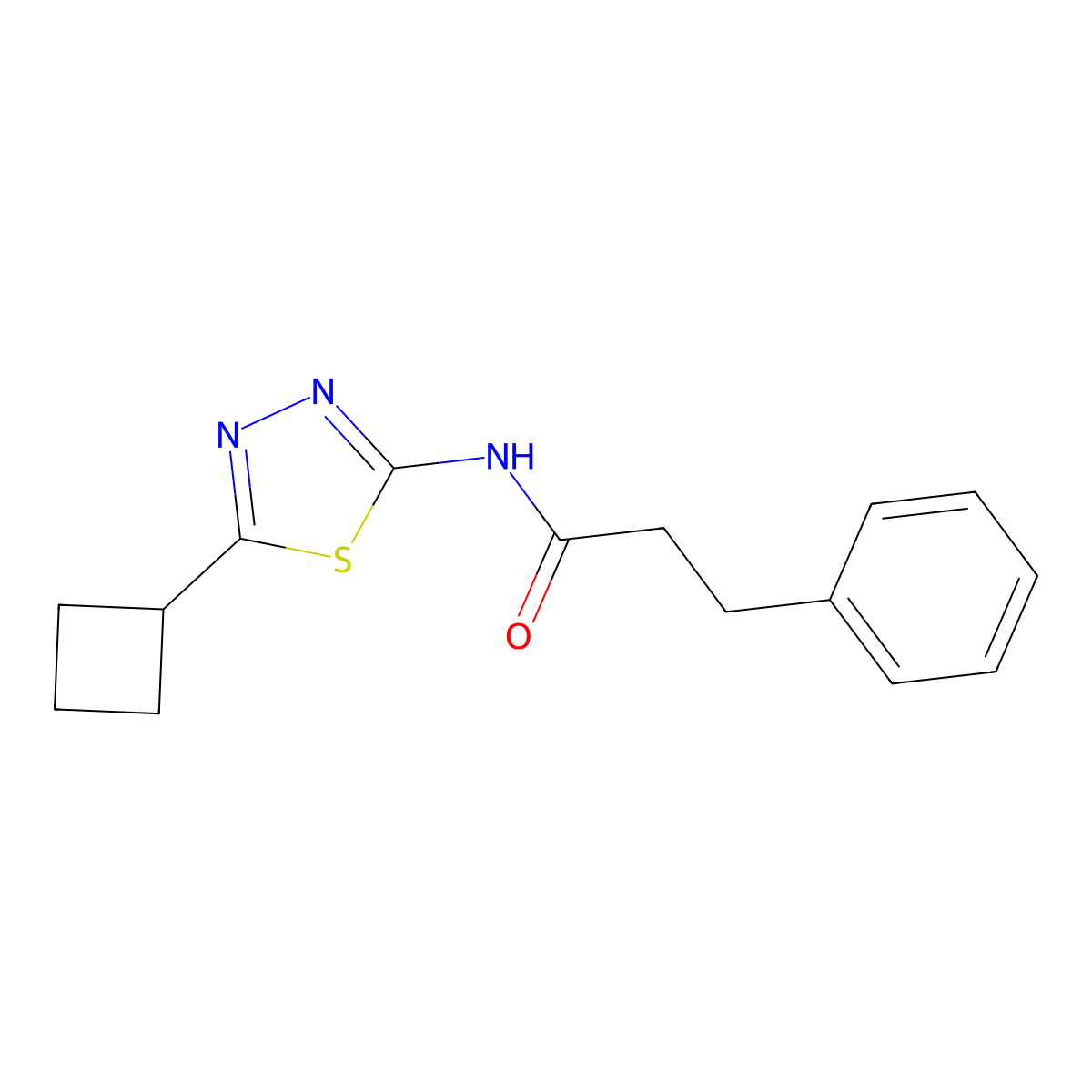 N-(5-cyclobutyl-1,3,4-thiadiazol-2-yl)-3-phenylpropanamide molecular structure, CAS 1282128-67-9