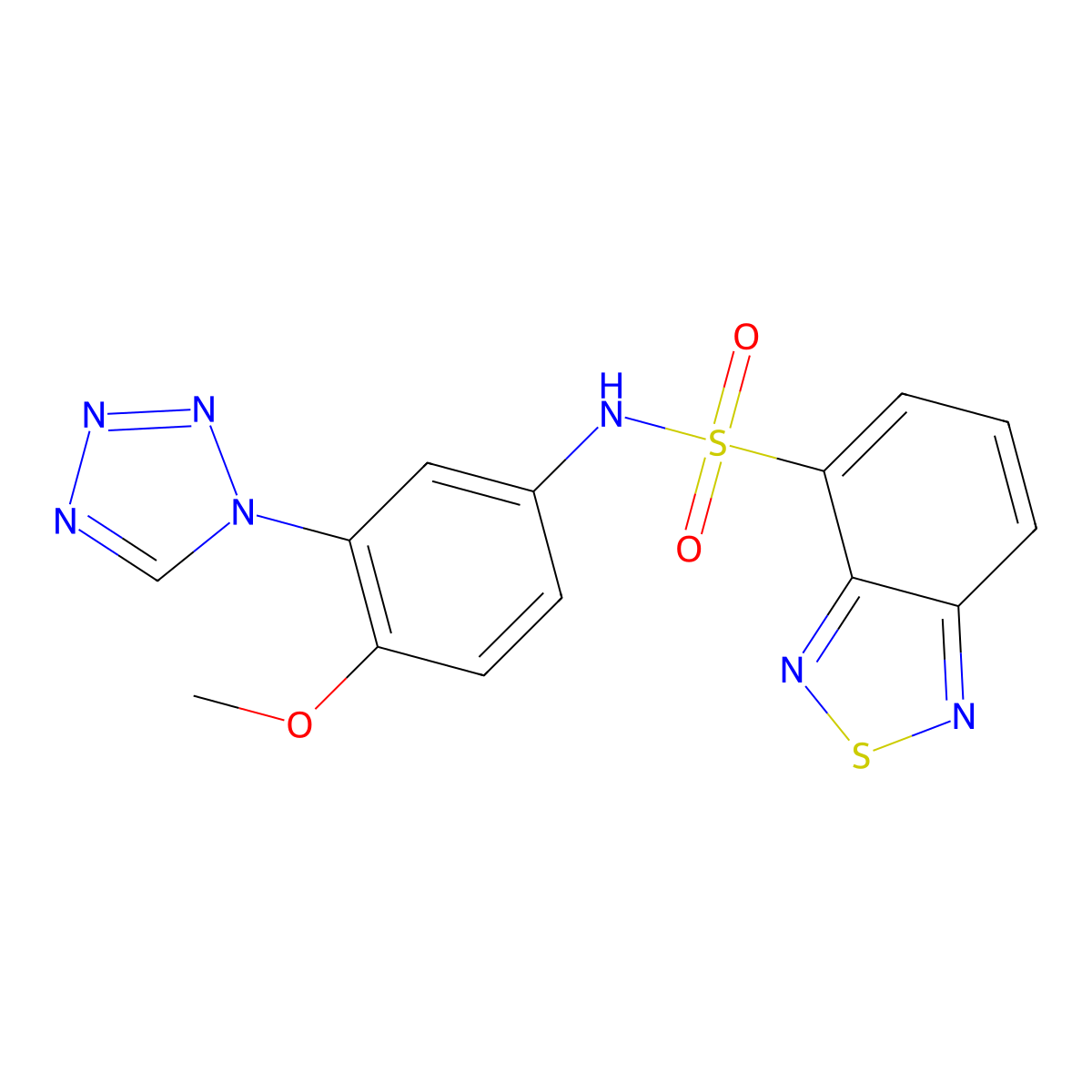 N-[4-methoxy-3-(1H-tetrazol-1-yl)phenyl]-2,1,3-benzothiadiazole-4-sulfonamide molecular structure, CAS 1282128-78-2