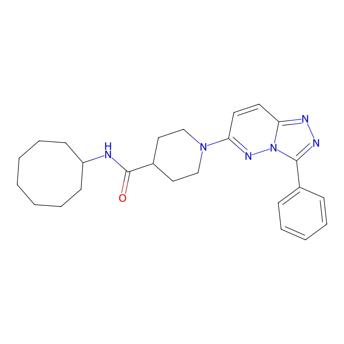 N-cyclooctyl-1-(3-phenyl[1,2,4]triazolo[4,3-b]pyridazin-6-yl)piperidine-4-carboxamide molecular structure, CAS 1282128-81-7