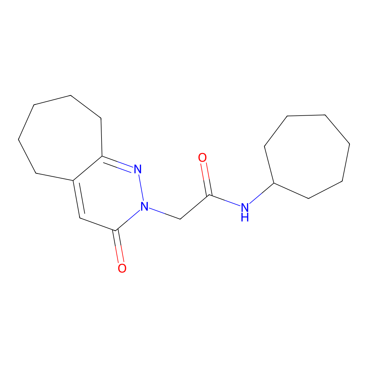 N-cycloheptyl-2-(3-oxo-3,5,6,7,8,9-hexahydro-2H-cyclohepta[c]pyridazin-2-yl)acetamide molecular structure, CAS 1282128-86-2