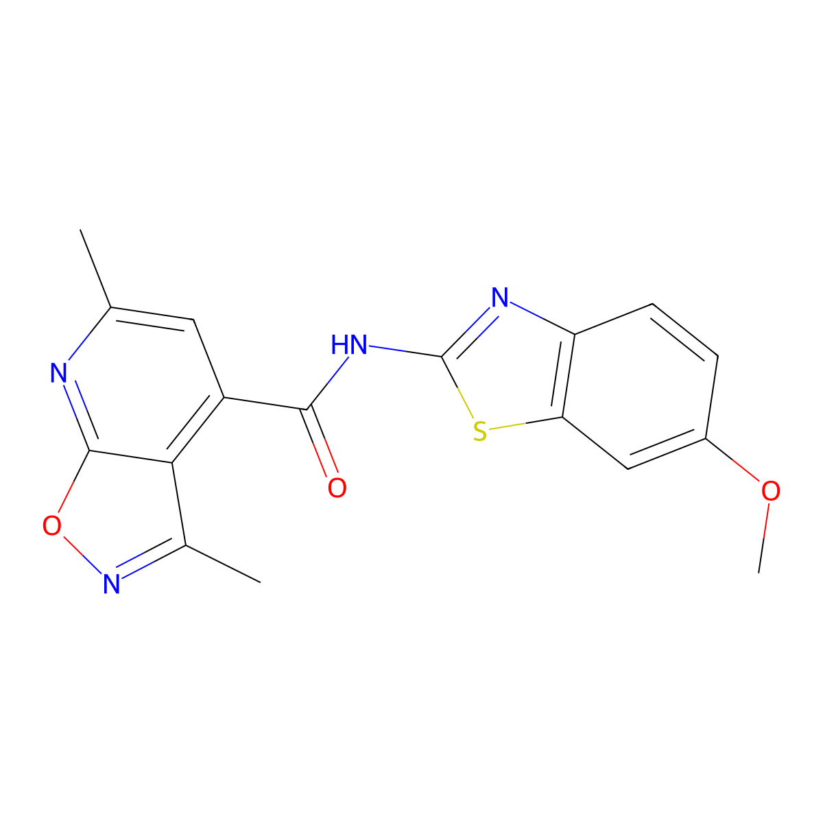 N-[(2Z)-6-methoxy-1,3-benzothiazol-2(3H)-ylidene]-3,6-dimethyl[1,2]oxazolo[5,4-b]pyridine-4-carboxamide molecular structure, CAS 1282128-89-5