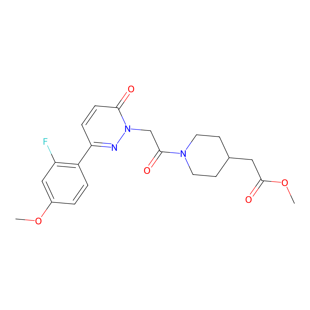methyl (1-{[3-(2-fluoro-4-methoxyphenyl)-6-oxopyridazin-1(6H)-yl]acetyl}piperidin-4-yl)acetate molecular structure, CAS 1282128-91-9