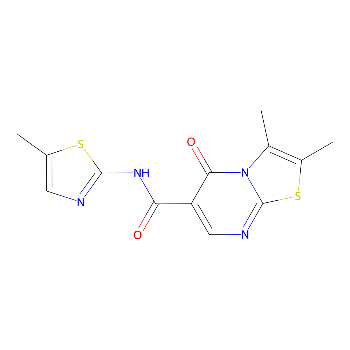 2,3-dimethyl-N-(5-methyl-1,3-thiazol-2-yl)-5-oxo-5H-[1,3]thiazolo[3,2-a]pyrimidine-6-carboxamide molecular structure, CAS 1282129-01-4