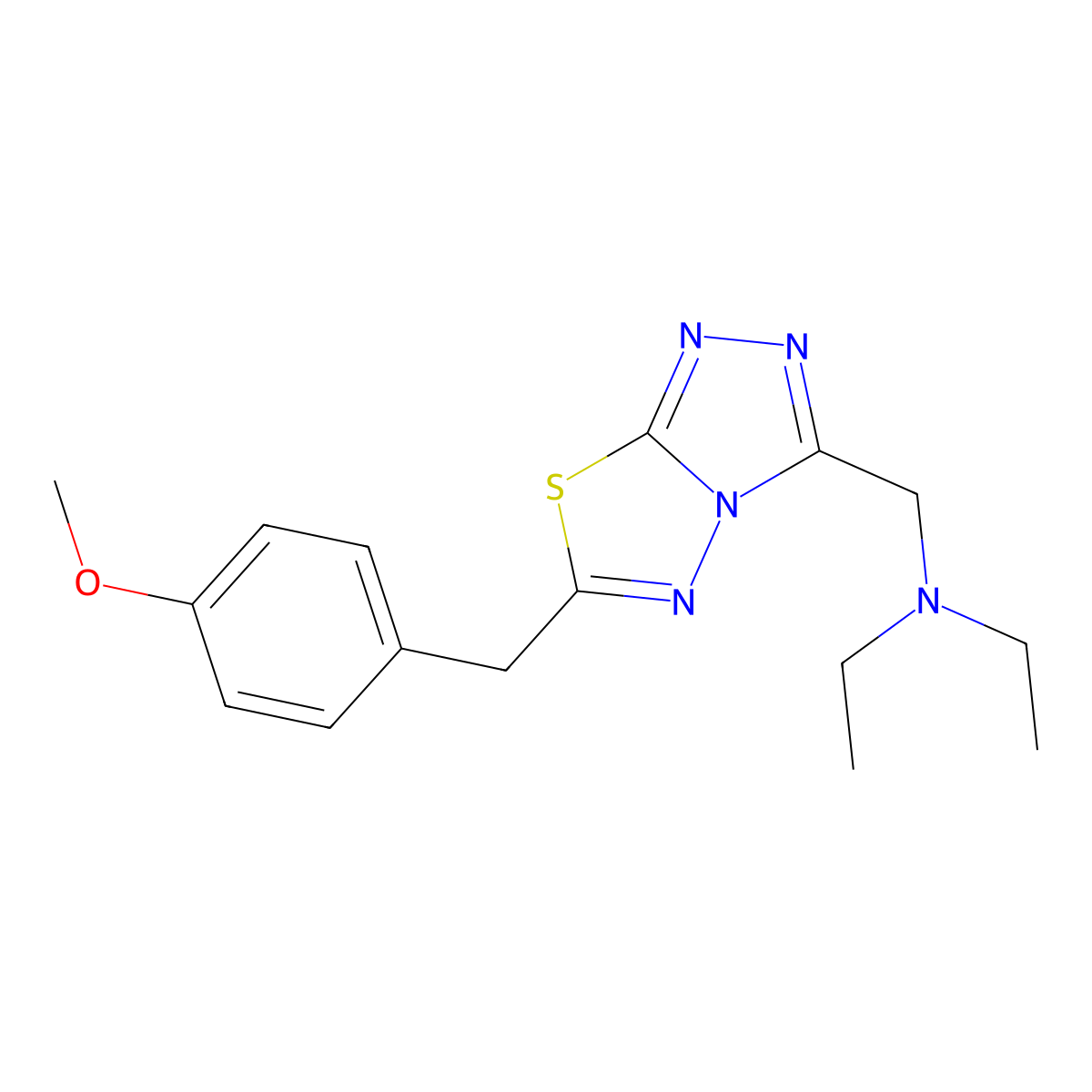 N-ethyl-N-{[6-(4-methoxybenzyl)[1,2,4]triazolo[3,4-b][1,3,4]thiadiazol-3-yl]methyl}ethanamine molecular structure, CAS 1282129-29-6