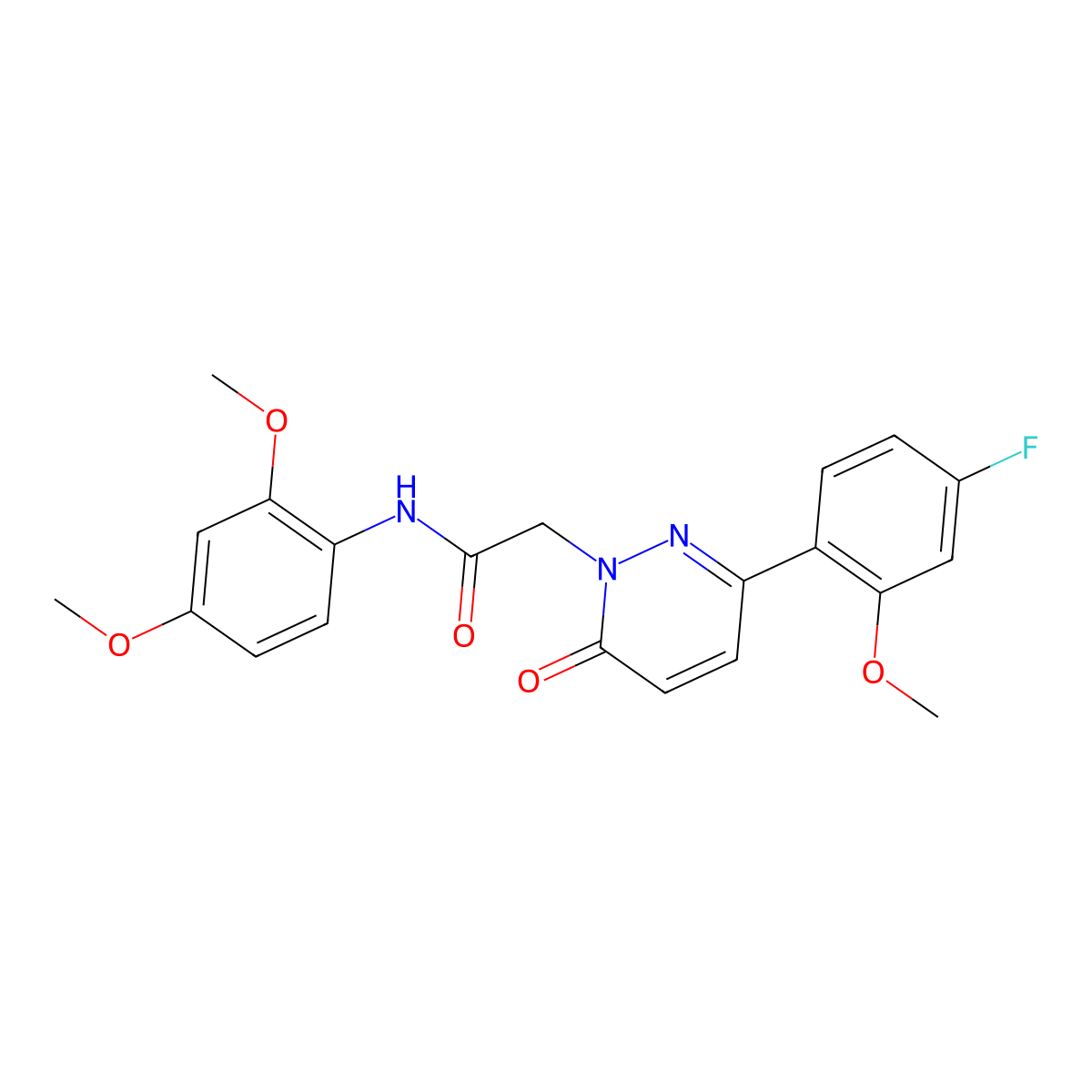 N-(2,4-dimethoxyphenyl)-2-(3-(4-fluoro-2-methoxyphenyl)-6-oxopyridazin-1(6H)-yl)acetamide molecular structure, CAS 1282129-33-2