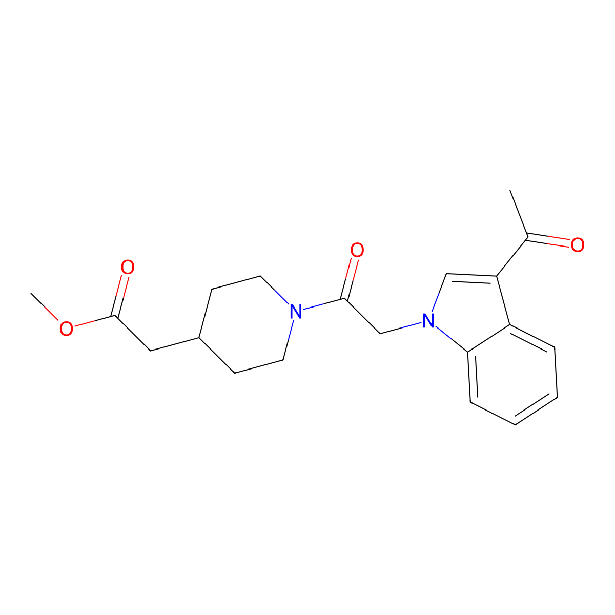 methyl {1-[(3-acetyl-1H-indol-1-yl)acetyl]piperidin-4-yl}acetate molecular structure, CAS 1282129-39-8