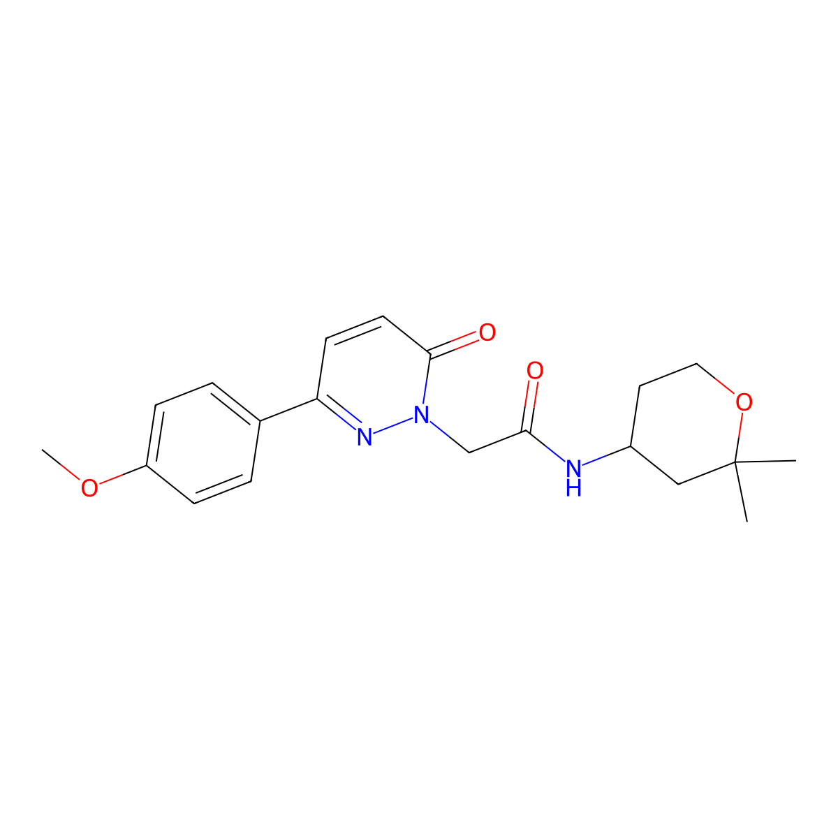 N-(2,2-dimethyltetrahydro-2H-pyran-4-yl)-2-(3-(4-methoxyphenyl)-6-oxopyridazin-1(6H)-yl)acetamide molecular structure, CAS 1282129-41-2