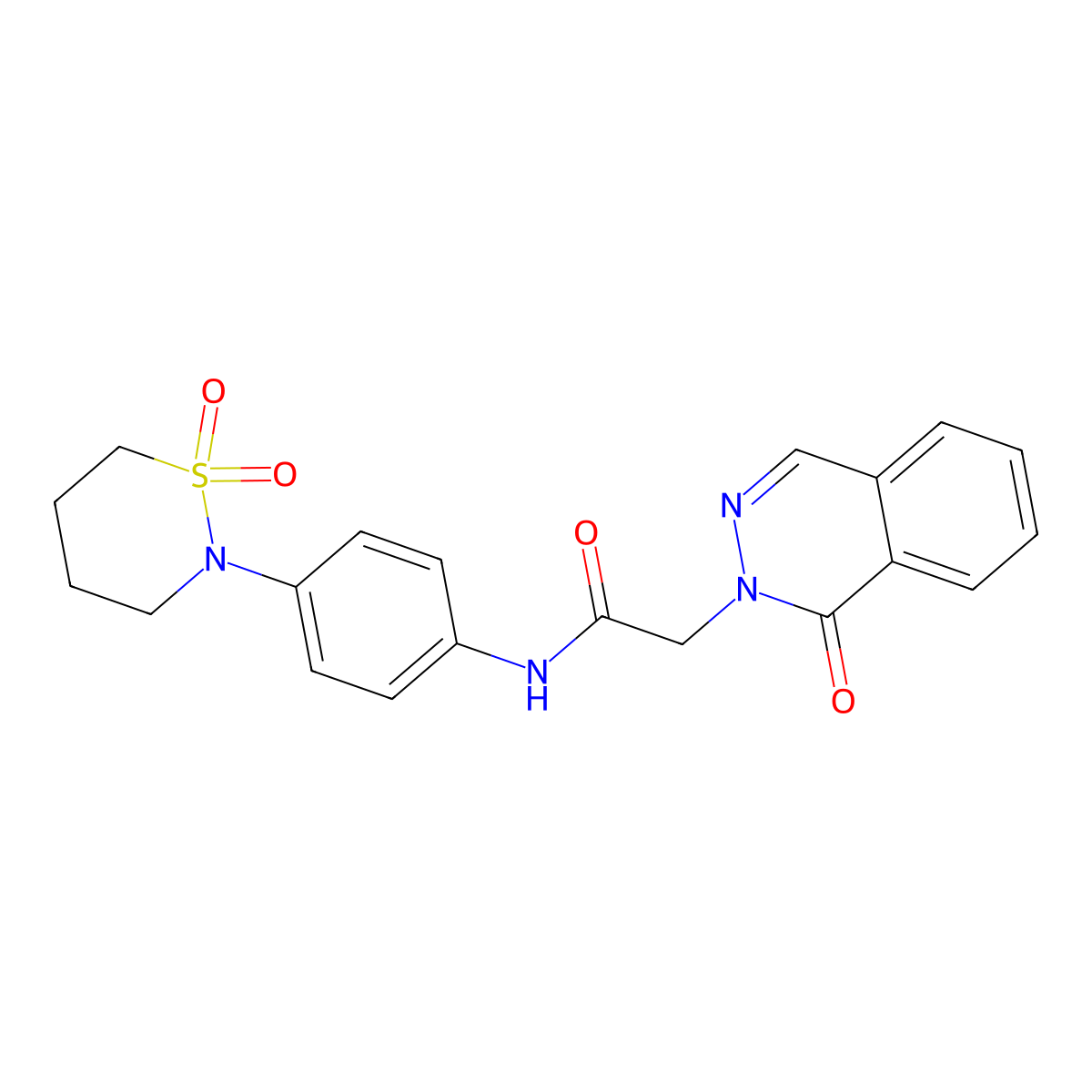 N-[4-(1,1-dioxido-1,2-thiazinan-2-yl)phenyl]-2-(1-oxophthalazin-2(1H)-yl)acetamide molecular structure, CAS 1282129-47-8