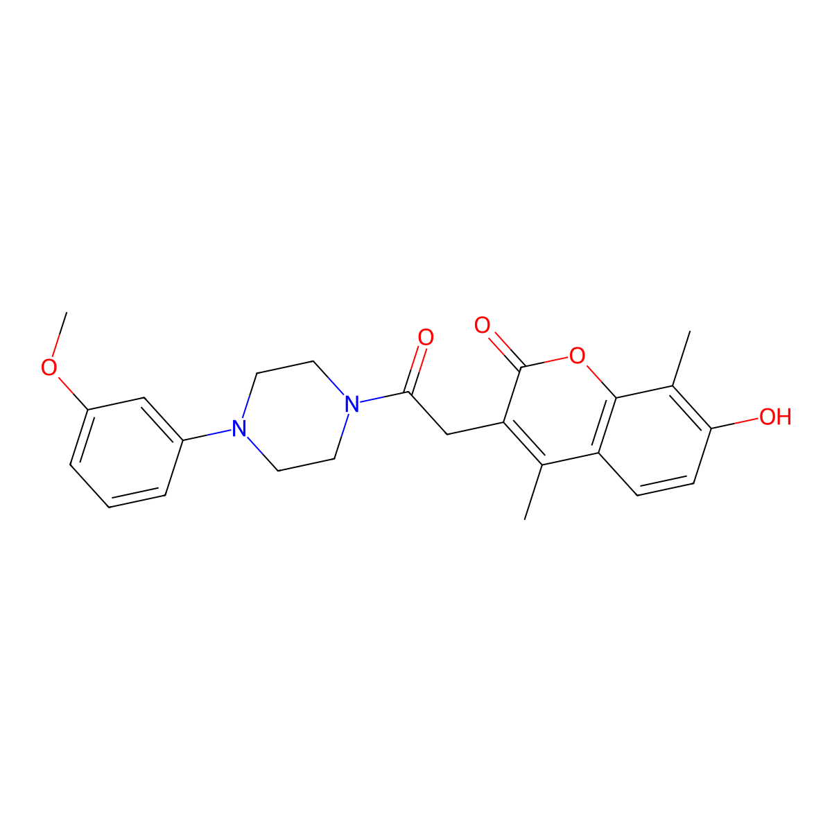 7-hydroxy-3-(2-(4-(3-methoxyphenyl)piperazin-1-yl)-2-oxoethyl)-4,8-dimethyl-2H-chromen-2-one molecular structure, CAS 1282129-54-7
