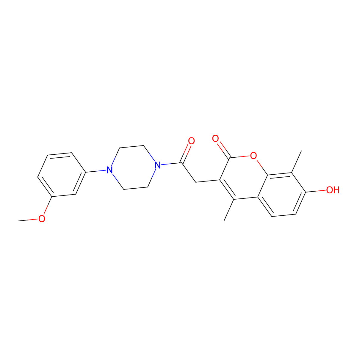 7-hydroxy-3-(2-(4-(3-methoxyphenyl)piperazin-1-yl)-2-oxoethyl)-4,8-dimethyl-2H-chromen-2-one molecular structure, CAS 1282129-54-7