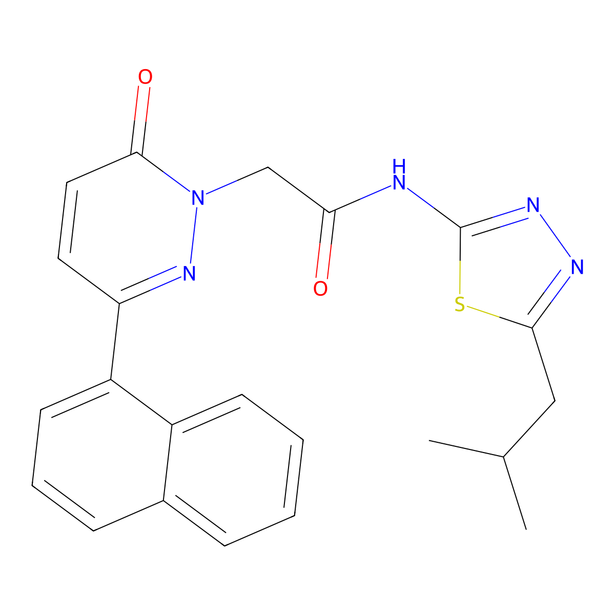 N-[(2E)-5-(2-methylpropyl)-1,3,4-thiadiazol-2(3H)-ylidene]-2-[3-(naphthalen-1-yl)-6-oxopyridazin-1(6H)-yl]acetamide molecular structure, CAS 1282129-69-4