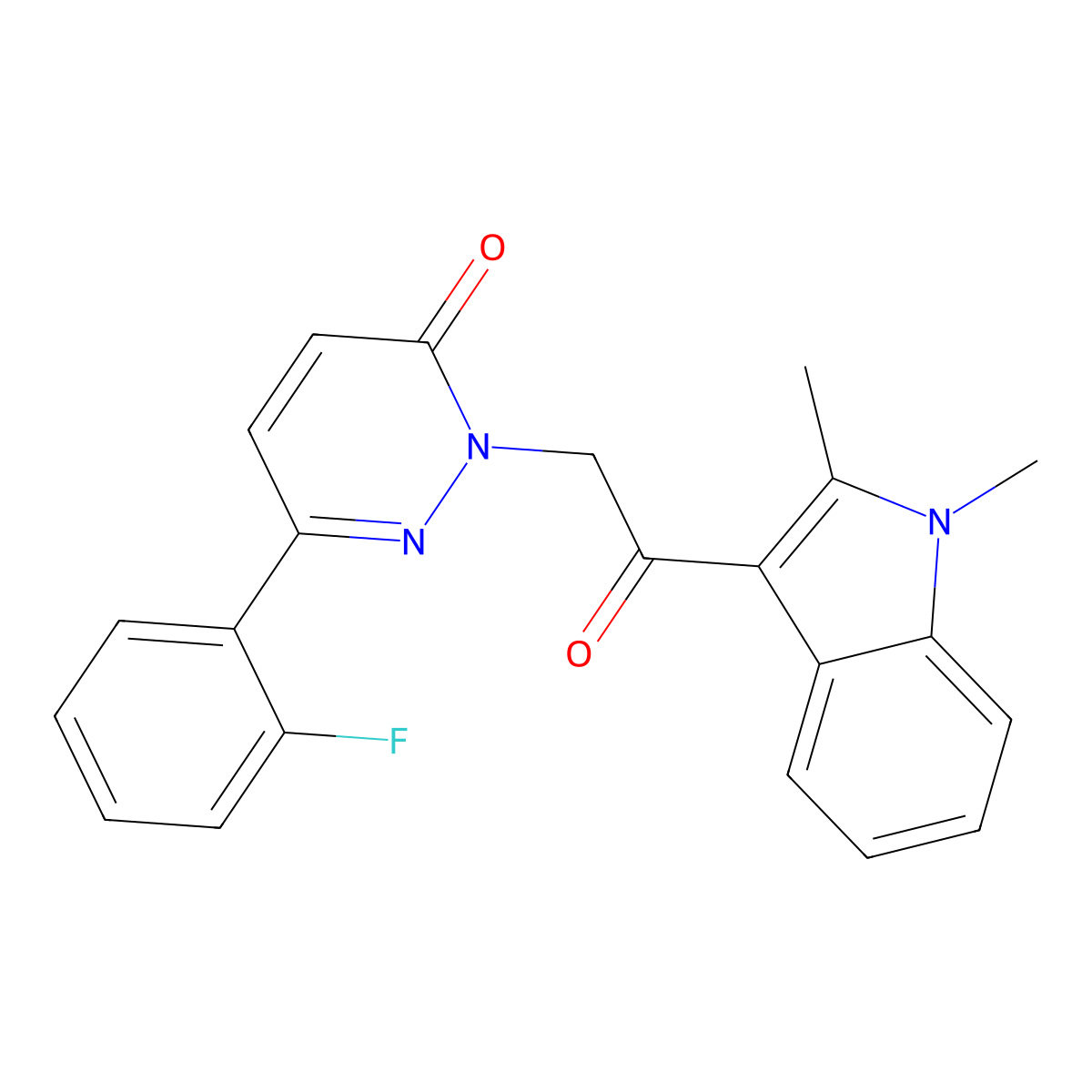 2-(2-(1,2-dimethyl-1H-indol-3-yl)-2-oxoethyl)-6-(2-fluorophenyl)pyridazin-3(2H)-one molecular structure, CAS 1282129-85-4