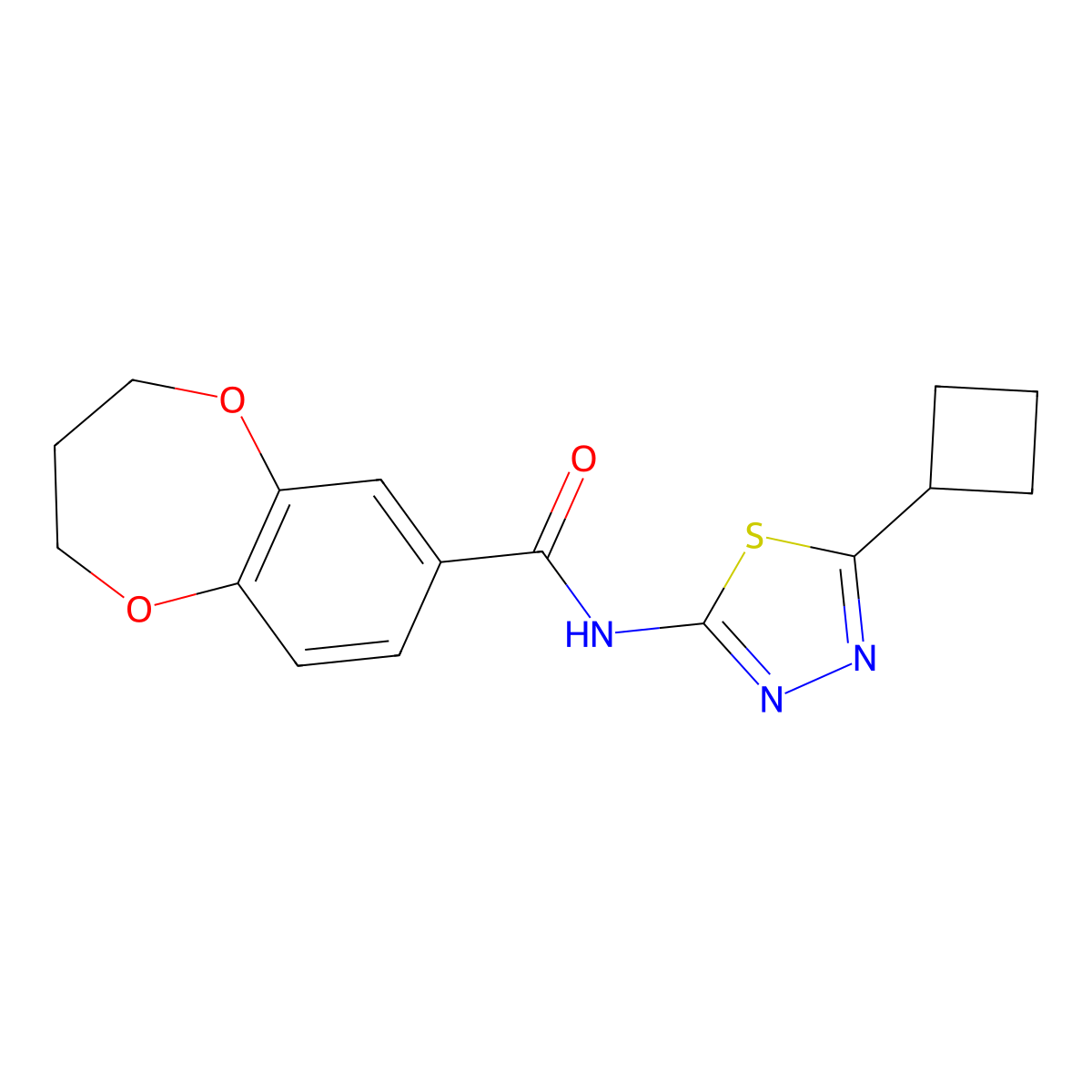 N-[(2Z)-5-cyclobutyl-1,3,4-thiadiazol-2(3H)-ylidene]-3,4-dihydro-2H-1,5-benzodioxepine-7-carboxamide molecular structure, CAS 1282129-97-8