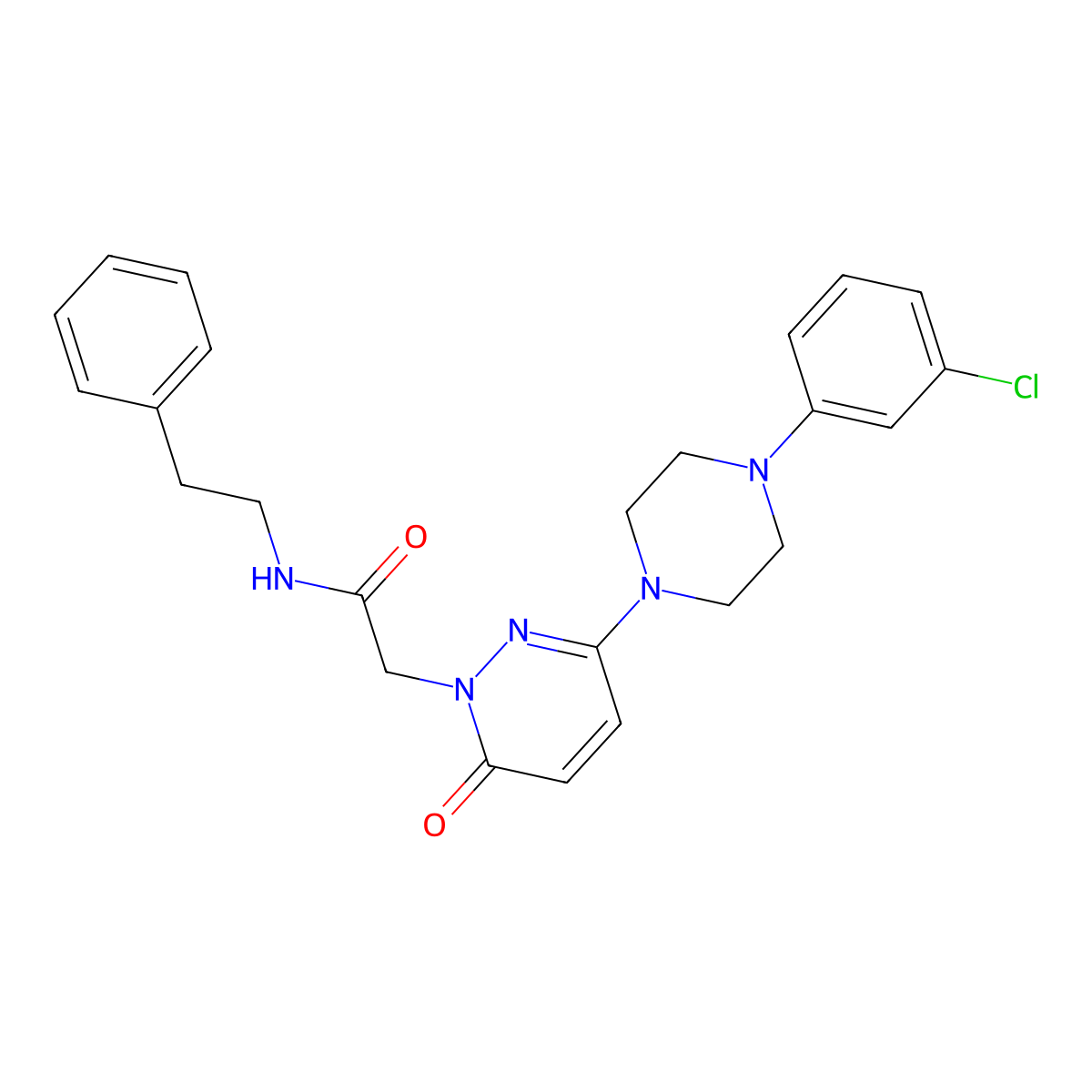 2-{3-[4-(3-chlorophenyl)piperazin-1-yl]-6-oxopyridazin-1(6H)-yl}-N-(2-phenylethyl)acetamide molecular structure, CAS 1282130-03-3