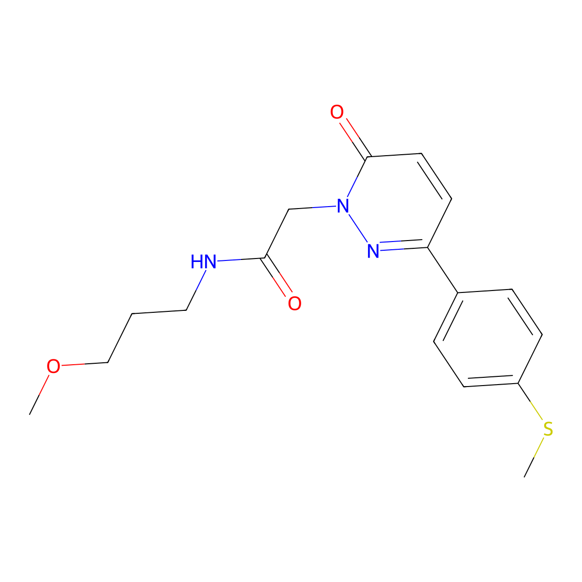 N-(3-methoxypropyl)-2-{3-[4-(methylsulfanyl)phenyl]-6-oxopyridazin-1(6H)-yl}acetamide molecular structure, CAS 1282130-17-9