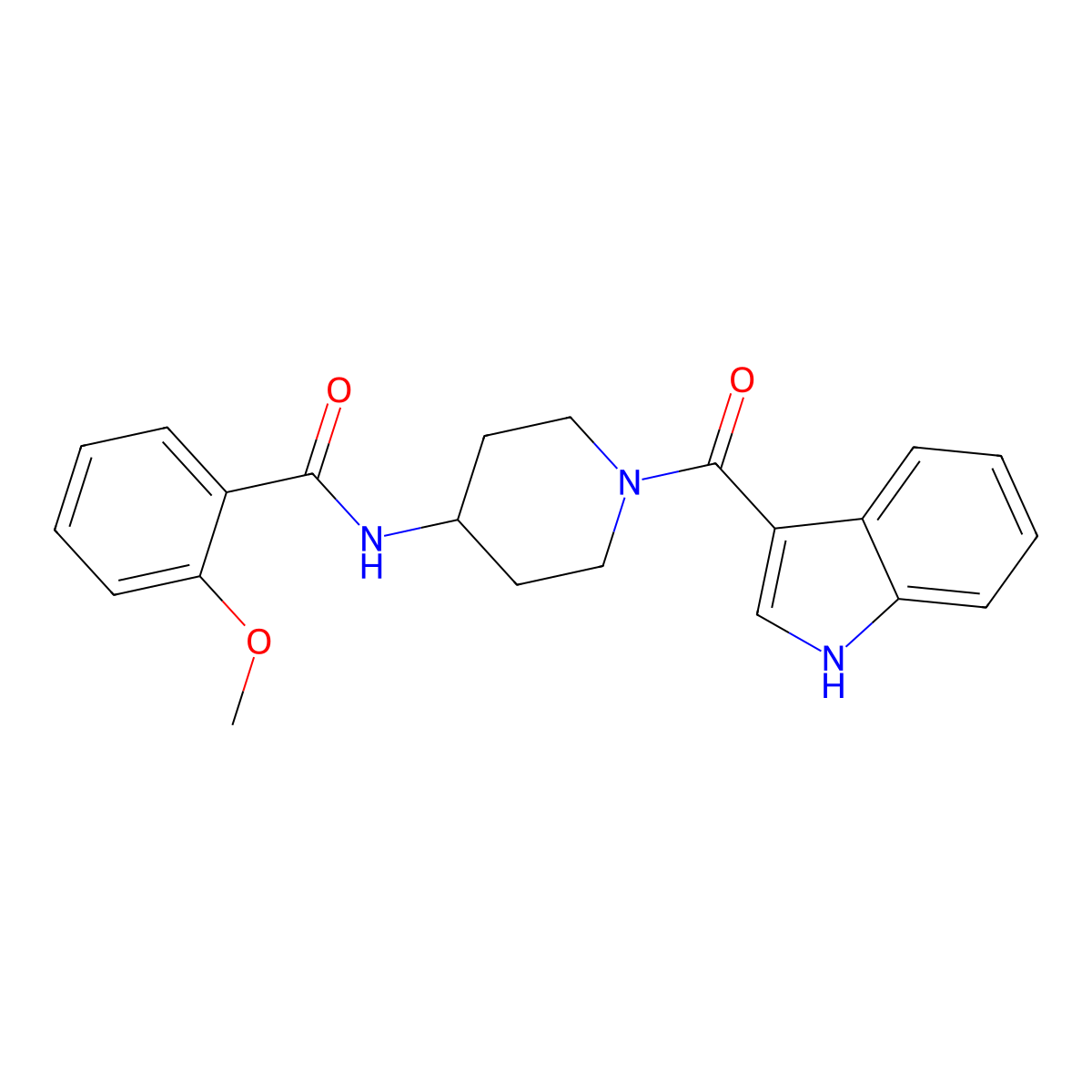 N-[1-(1H-indol-3-ylcarbonyl)piperidin-4-yl]-2-methoxybenzamide molecular structure, CAS 1282130-34-0