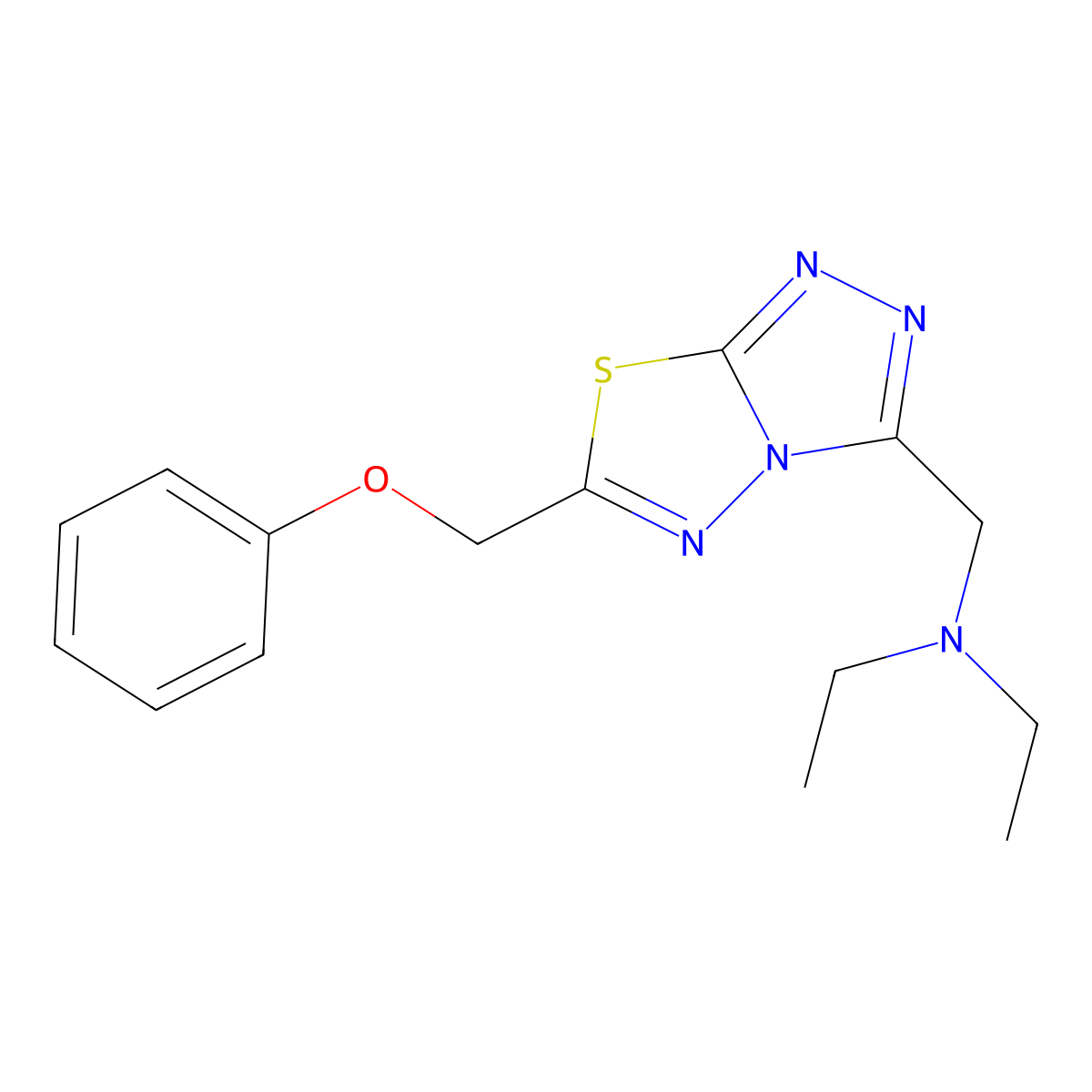 N-ethyl-N-{[6-(phenoxymethyl)[1,2,4]triazolo[3,4-b][1,3,4]thiadiazol-3-yl]methyl}ethanamine molecular structure, CAS 1282130-37-3