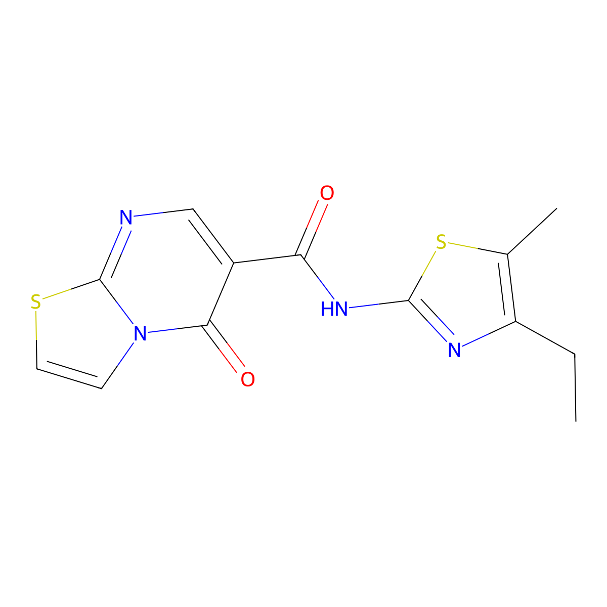N-[(2Z)-4-ethyl-5-methyl-1,3-thiazol-2(3H)-ylidene]-5-oxo-5H-[1,3]thiazolo[3,2-a]pyrimidine-6-carboxamide molecular structure, CAS 1282130-45-3