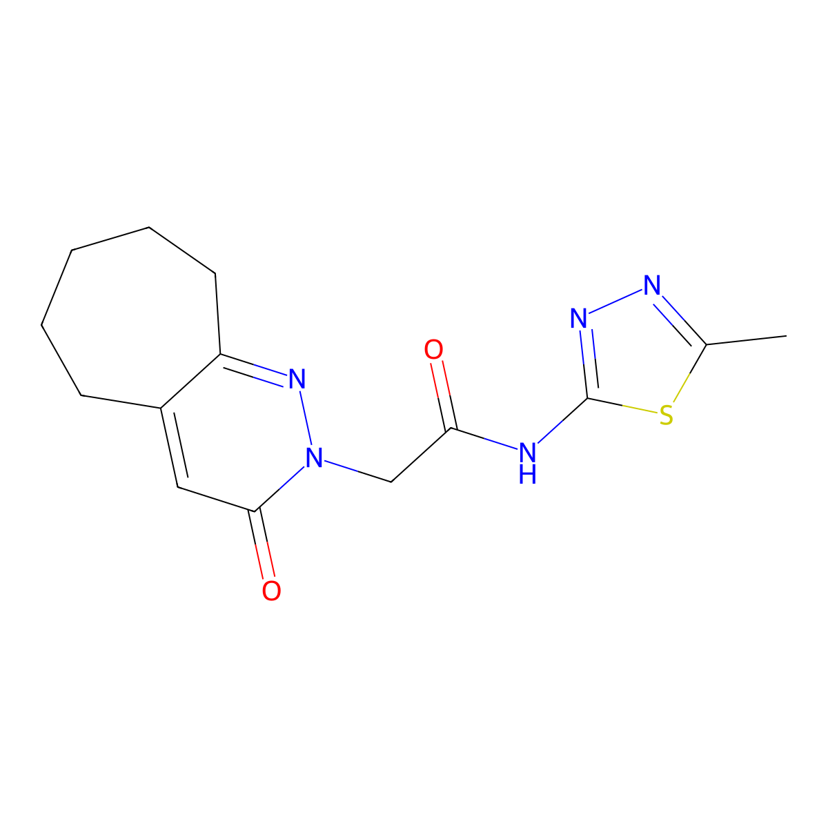 N-(5-methyl-1,3,4-thiadiazol-2-yl)-2-(3-oxo-3,5,6,7,8,9-hexahydro-2H-cyclohepta[c]pyridazin-2-yl)acetamide molecular structure, CAS 1282130-54-4