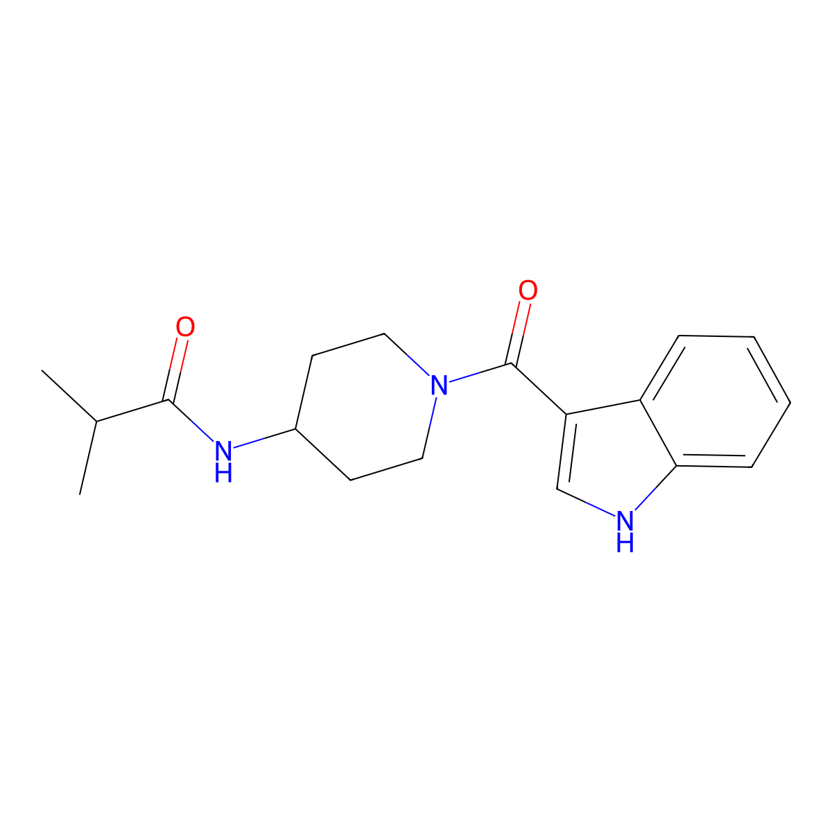 N-[1-(1H-indol-3-ylcarbonyl)piperidin-4-yl]-2-methylpropanamide molecular structure, CAS 1282130-72-6