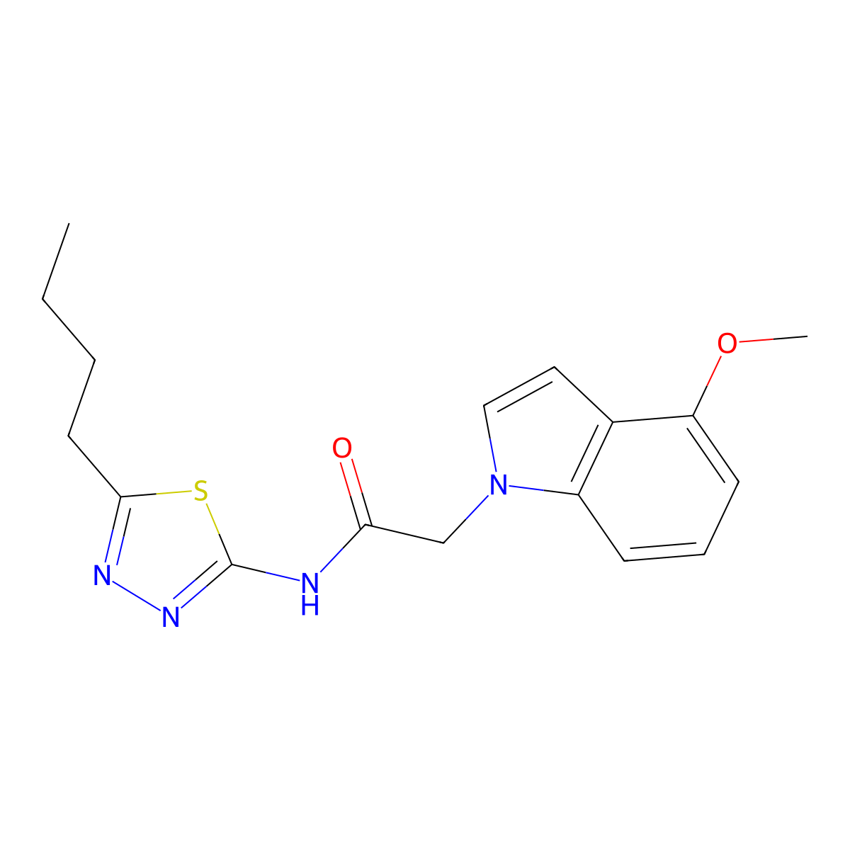 N-(5-butyl-1,3,4-thiadiazol-2-yl)-2-(4-methoxy-1H-indol-1-yl)acetamide molecular structure, CAS 1282130-85-1