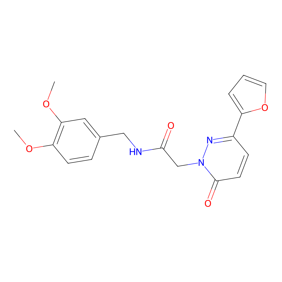 N-(3,4-dimethoxybenzyl)-2-(3-(furan-2-yl)-6-oxopyridazin-1(6H)-yl)acetamide molecular structure, CAS 1282130-88-4