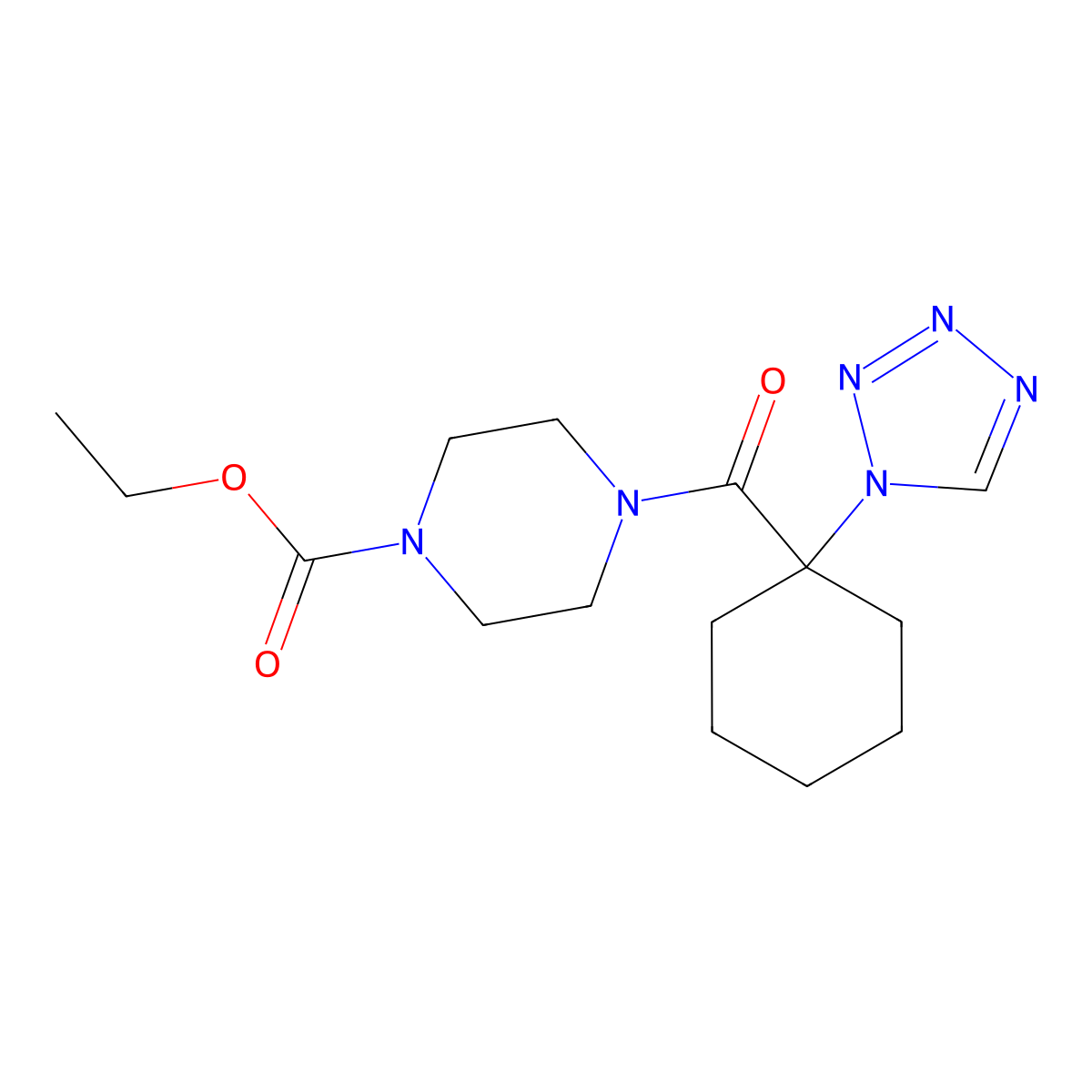ethyl 4-{[1-(1H-tetrazol-1-yl)cyclohexyl]carbonyl}piperazine-1-carboxylate molecular structure, CAS 1282130-96-4