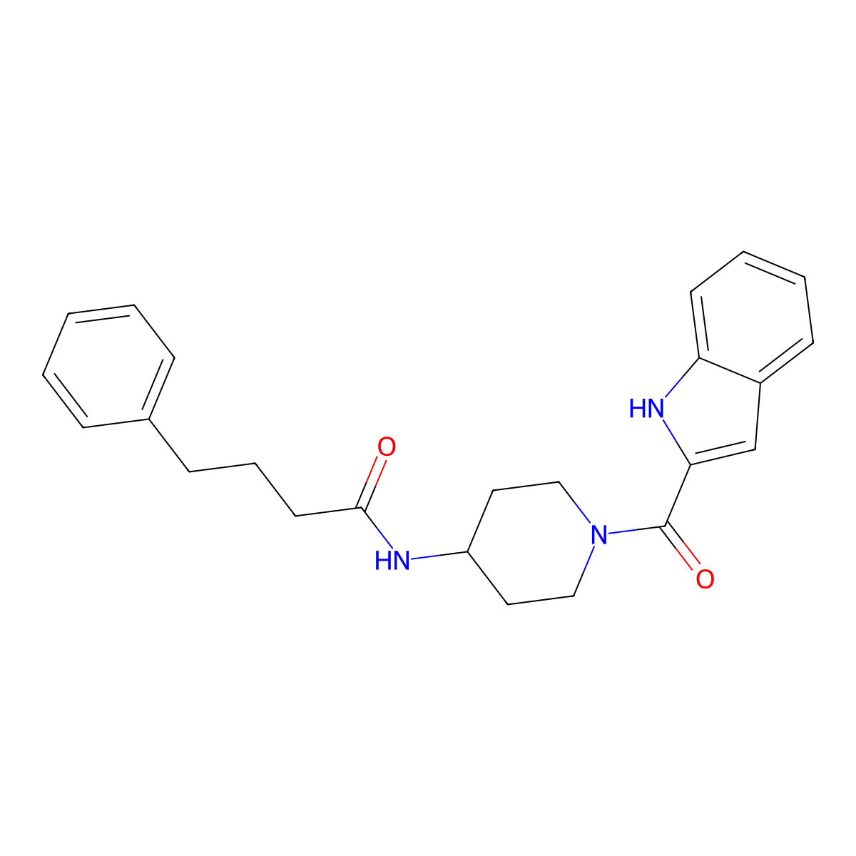 N-[1-(1H-indol-2-ylcarbonyl)piperidin-4-yl]-4-phenylbutanamide molecular structure, CAS 1282131-00-3