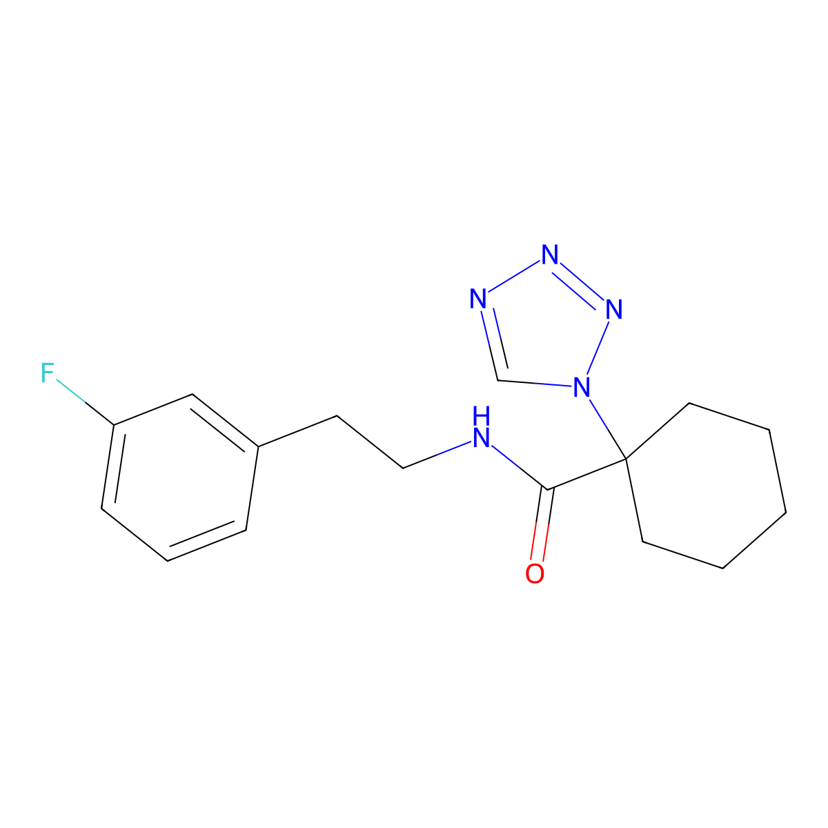 N-[2-(3-fluorophenyl)ethyl]-1-(1H-tetrazol-1-yl)cyclohexanecarboxamide molecular structure, CAS 1282131-01-4