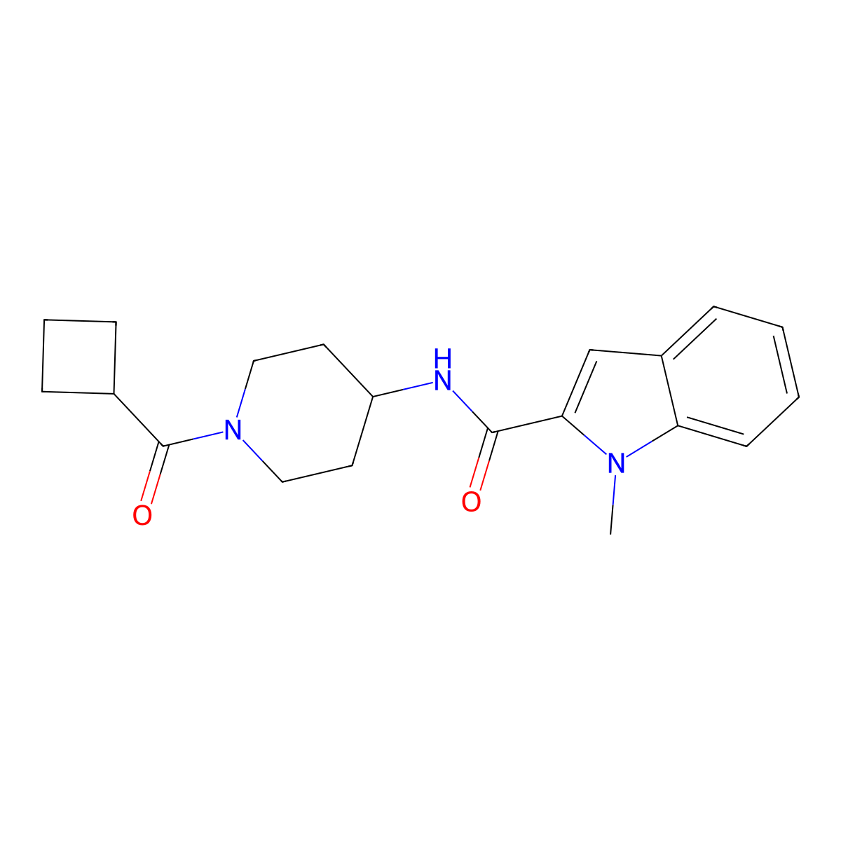 N-[1-(cyclobutylcarbonyl)piperidin-4-yl]-1-methyl-1H-indole-2-carboxamide molecular structure, CAS 1282131-15-0
