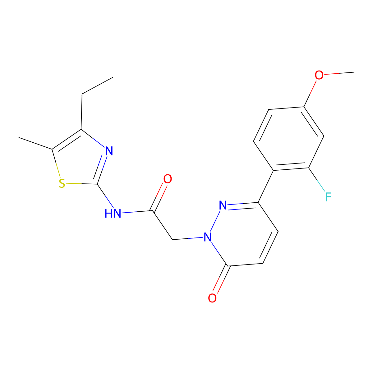 N-[(2Z)-4-ethyl-5-methyl-1,3-thiazol-2(3H)-ylidene]-2-[3-(2-fluoro-4-methoxyphenyl)-6-oxopyridazin-1(6H)-yl]acetamide molecular structure, CAS 1282131-26-3