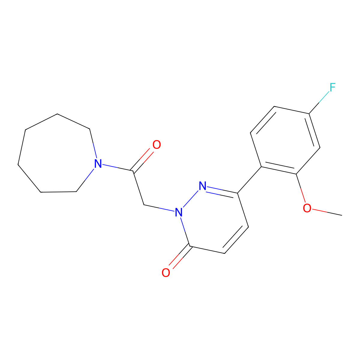 2-[2-(azepan-1-yl)-2-oxoethyl]-6-(4-fluoro-2-methoxyphenyl)pyridazin-3(2H)-one molecular structure, CAS 1282131-34-3