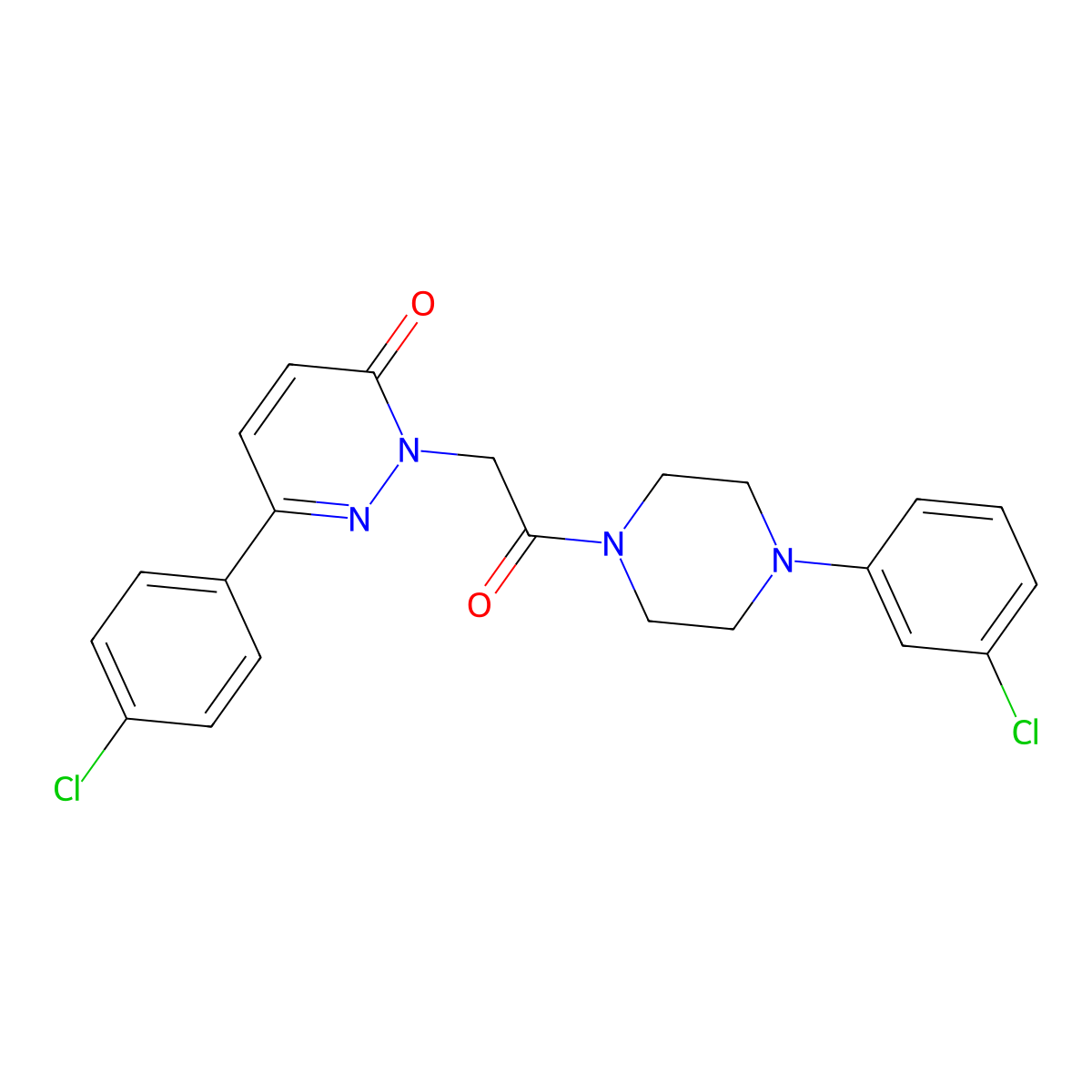 6-(4-chlorophenyl)-2-{2-[4-(3-chlorophenyl)piperazino]-2-oxoethyl}-3(2H)-pyridazinone molecular structure, CAS 1282131-52-5
