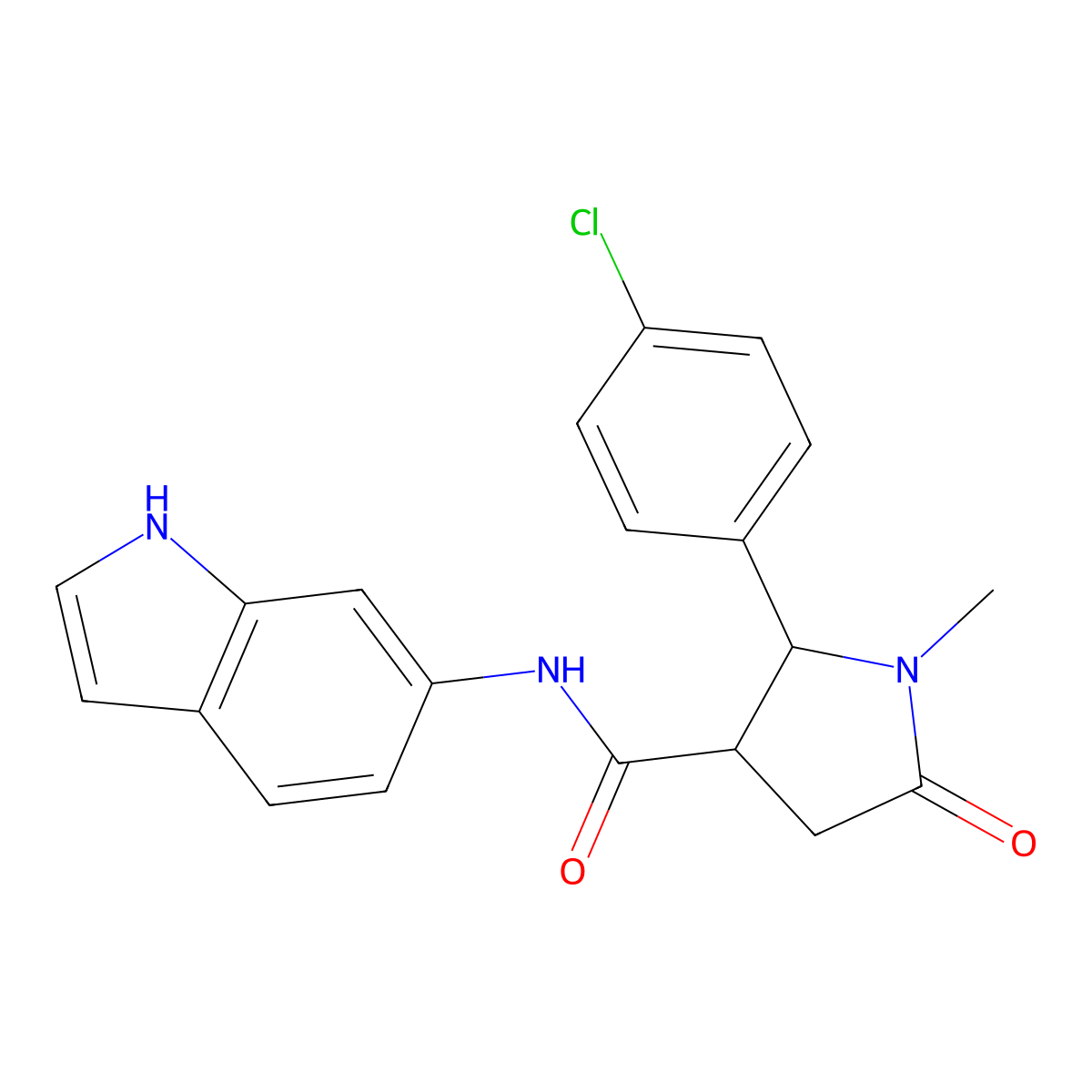 2-(4-chlorophenyl)-N-(1H-indol-6-yl)-1-methyl-5-oxopyrrolidine-3-carboxamide molecular structure, CAS 1282131-53-6