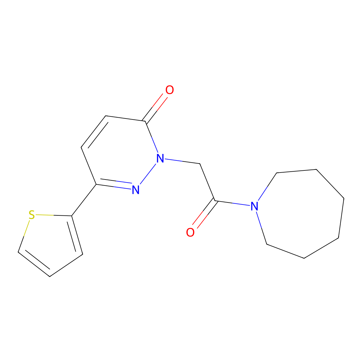 2-[2-(1-azepanyl)-2-oxoethyl]-6-(2-thienyl)-3(2H)-pyridazinone molecular structure, CAS 1282131-77-4