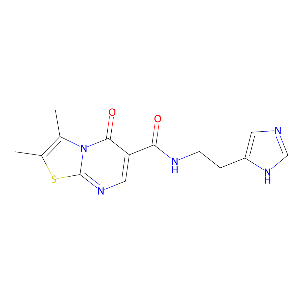 N-[2-(1H-imidazol-4-yl)ethyl]-2,3-dimethyl-5-oxo-5H-[1,3]thiazolo[3,2-a]pyrimidine-6-carboxamide molecular structure, CAS 1282131-80-9