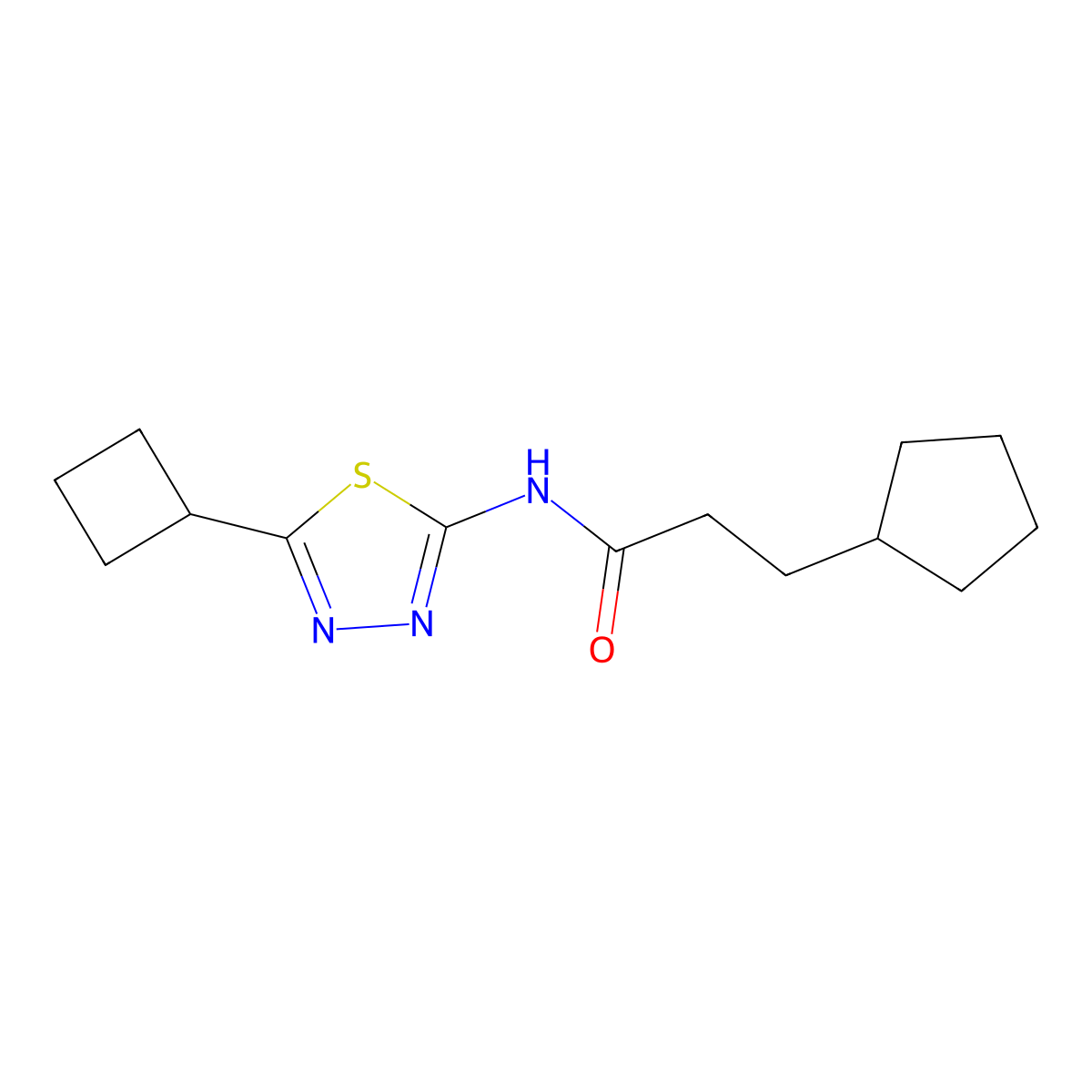 N-(5-cyclobutyl-1,3,4-thiadiazol-2-yl)-3-cyclopentylpropanamide molecular structure, CAS 1282131-88-7